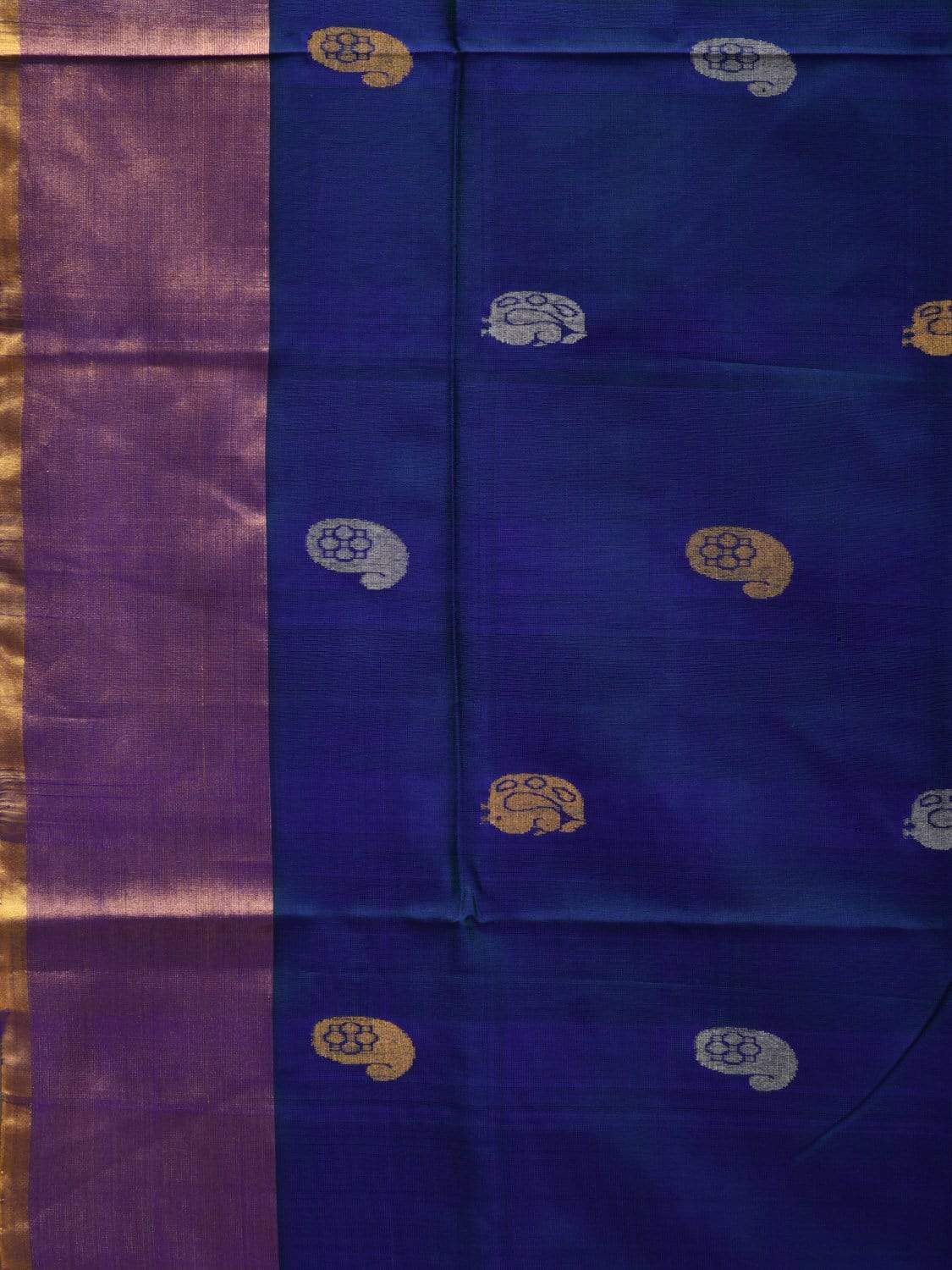 Dark Blue and Yellow Uppada Silk Handloom Saree with Buta and Contrast Pallu Design u1810
