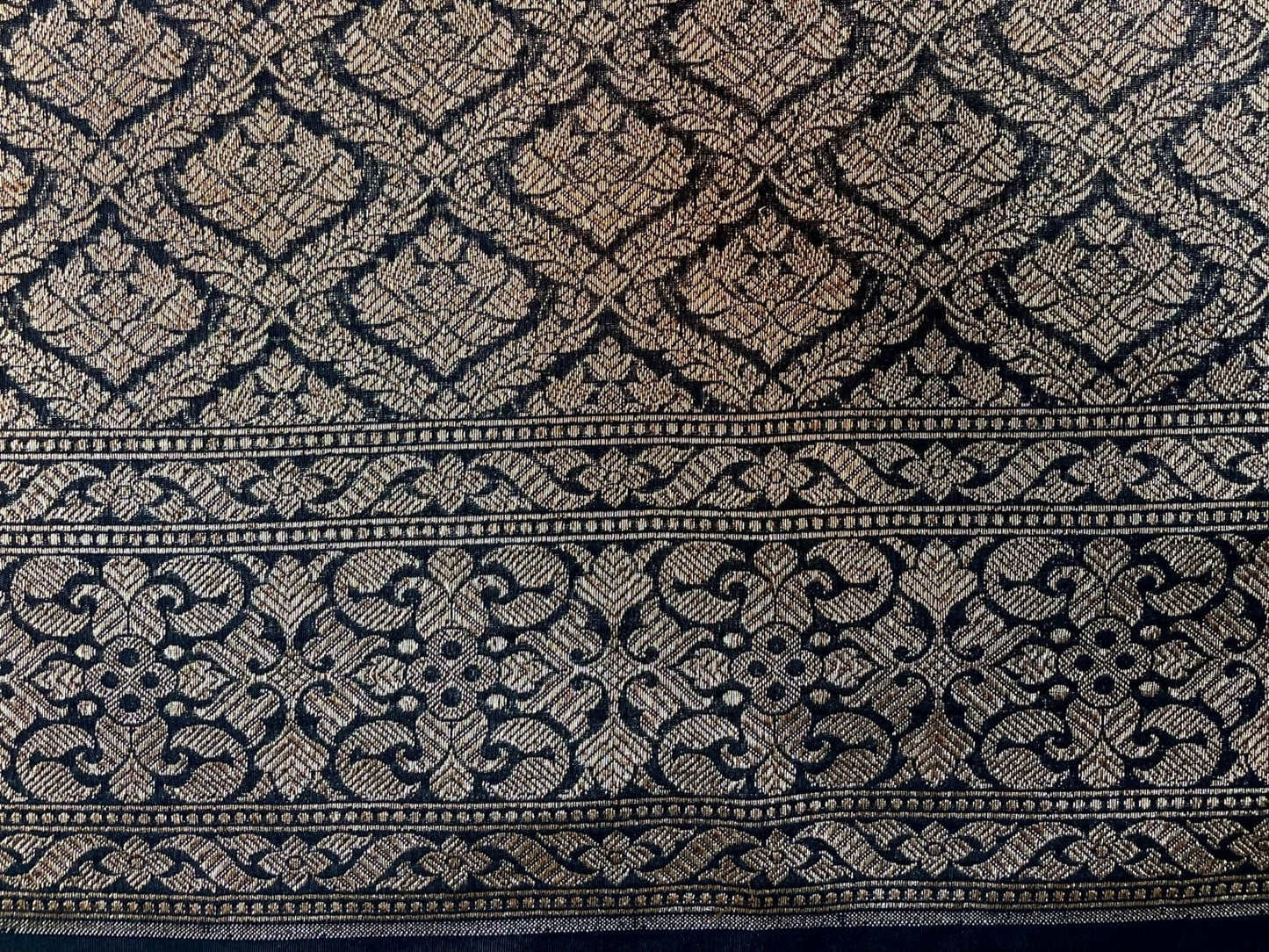 Dark Blue Antique Zari Banaras Katan Intricate Allover Brocade Saree with   Border and Pallu Design b0309ds