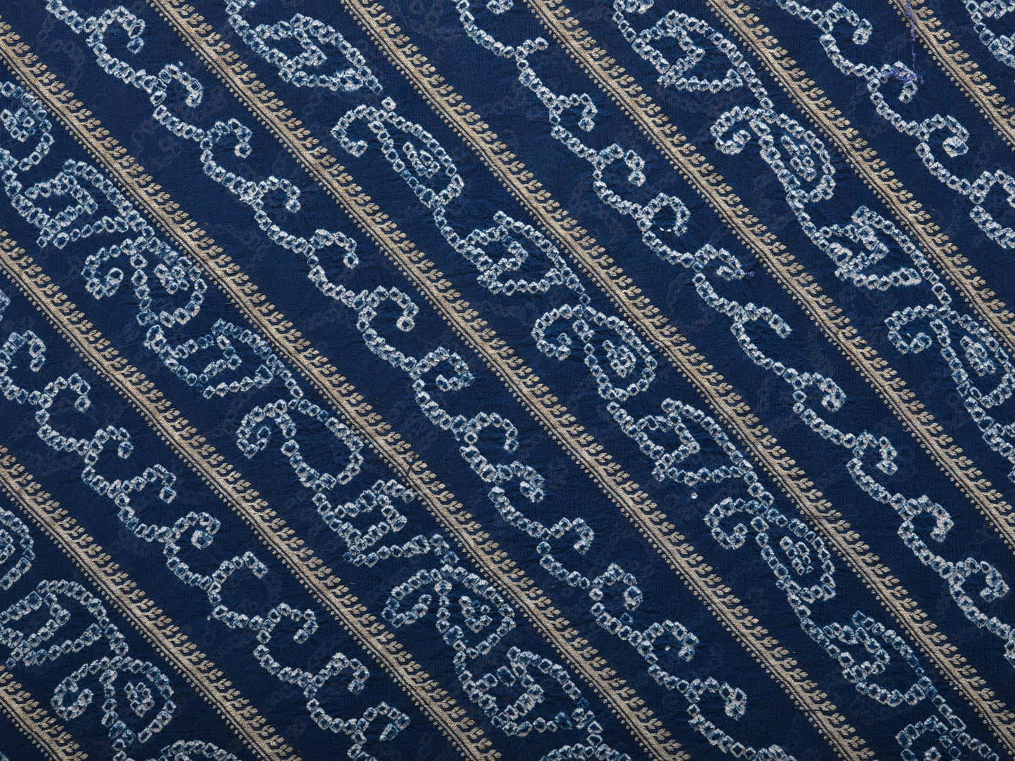 Dark Blue Bandhani Banaras Georgette Dupatta with Diagonal Design ds2914