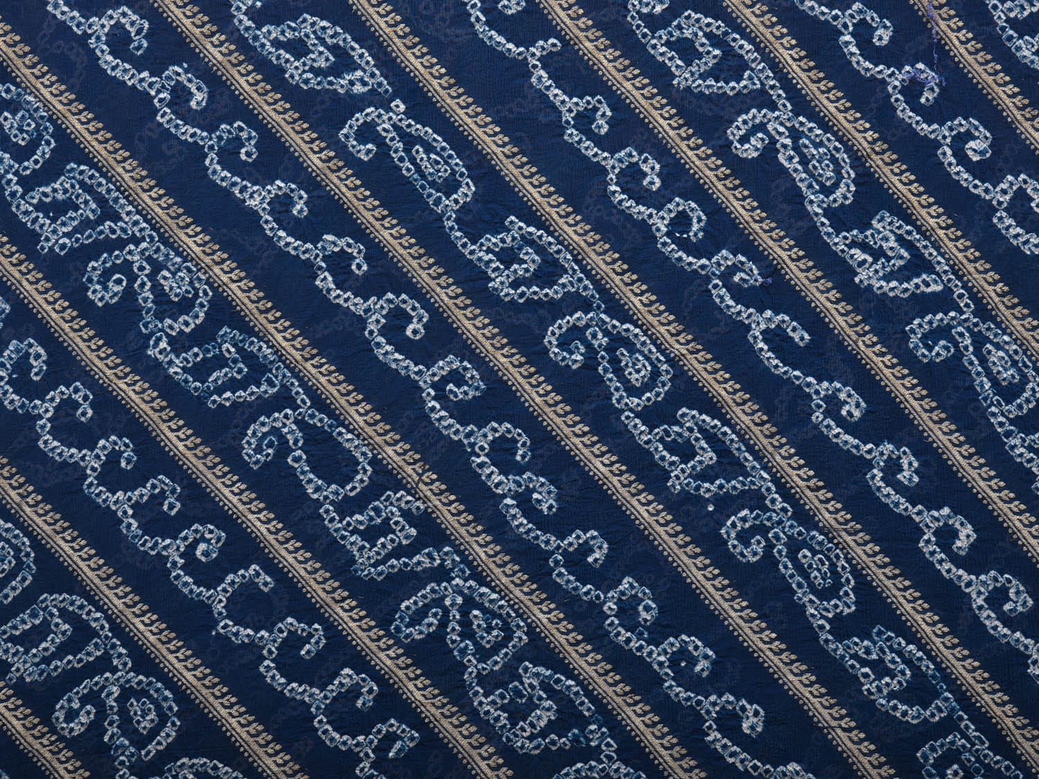 Dark Blue Bandhani Banaras Georgette Dupatta with Diagonal Design ds2914