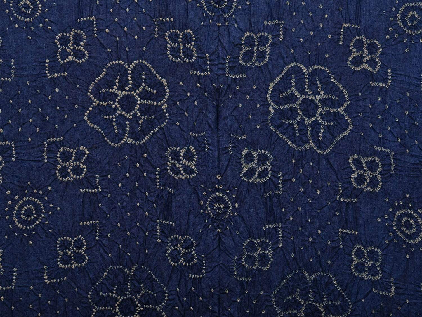 Dark Blue Bandhani Kalamkari Tussar Handloom Saree with Pallu and Border Design bn0245