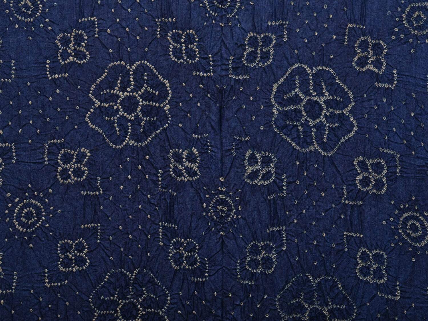 Dark Blue Bandhani Kalamkari Tussar Handloom Saree with Pallu and Border Design bn0245