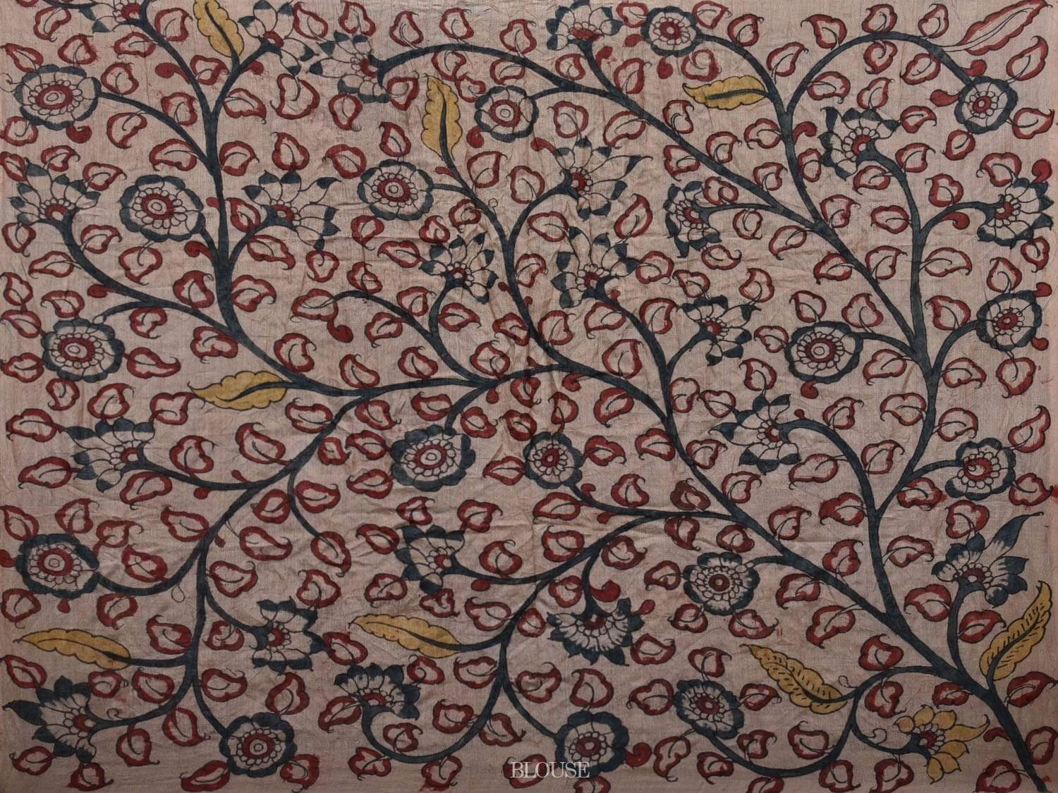 Dark Blue Bandhani Kalamkari Tussar Handloom Saree with Pallu and Border Design bn0245