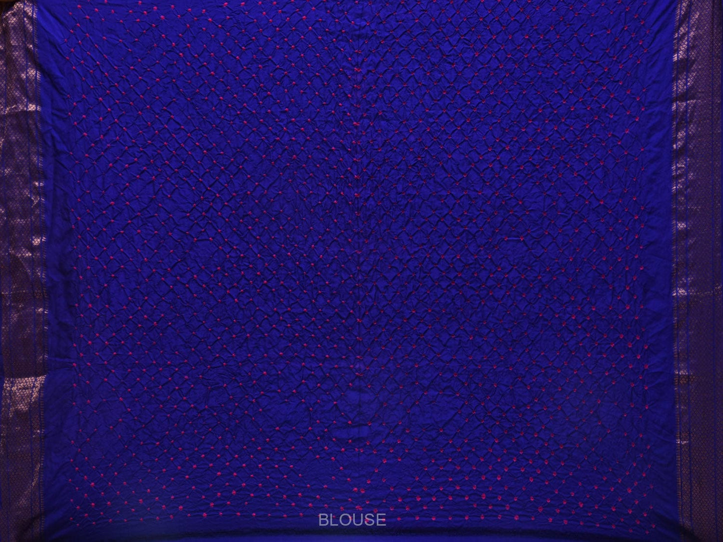 Dark Blue Bandhani Kanchipuram Silk Handloom Saree with Paithani Border Design bn0388