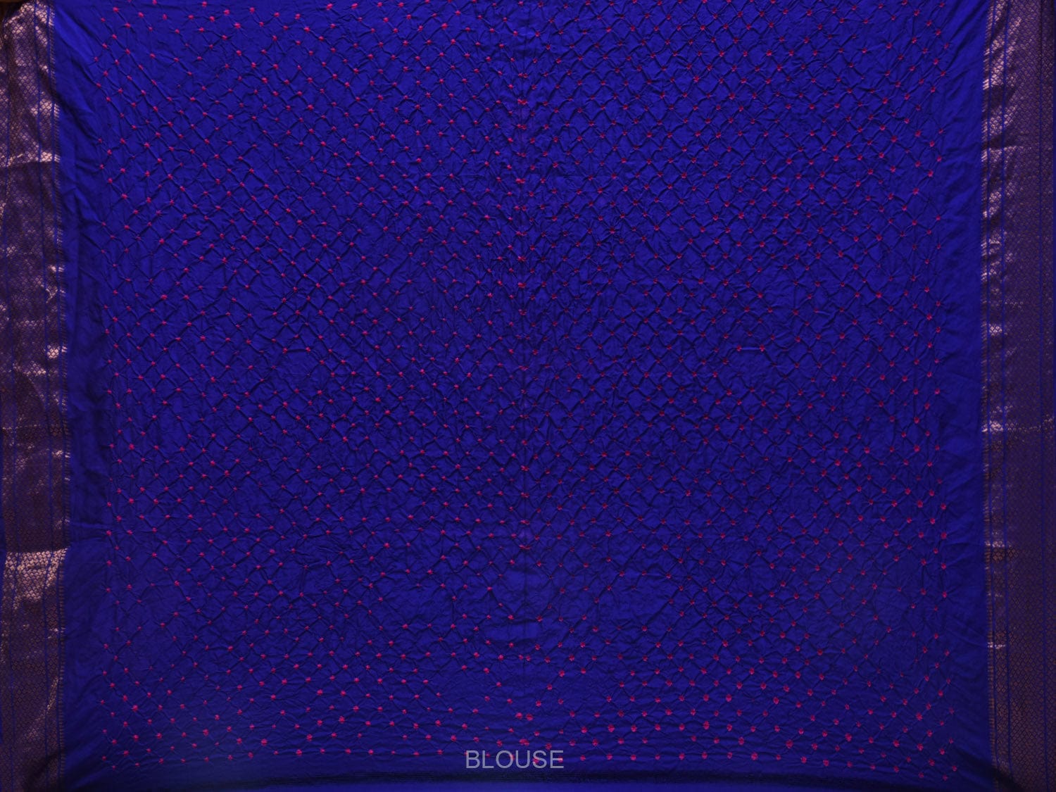 Dark Blue Bandhani Kanchipuram Silk Handloom Saree with Paithani Border Design bn0388