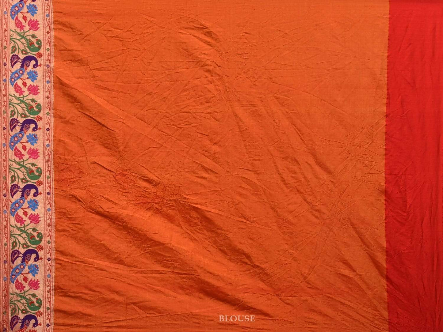 Dark Blue Bandhani Paithani Silk Handloom Saree with Peacock Parrot Border Design bn0215