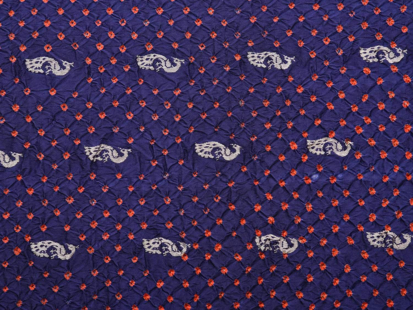 Dark Blue Bandhani Paithani Silk Handloom Saree with Peacock Parrot Border Design bn0215