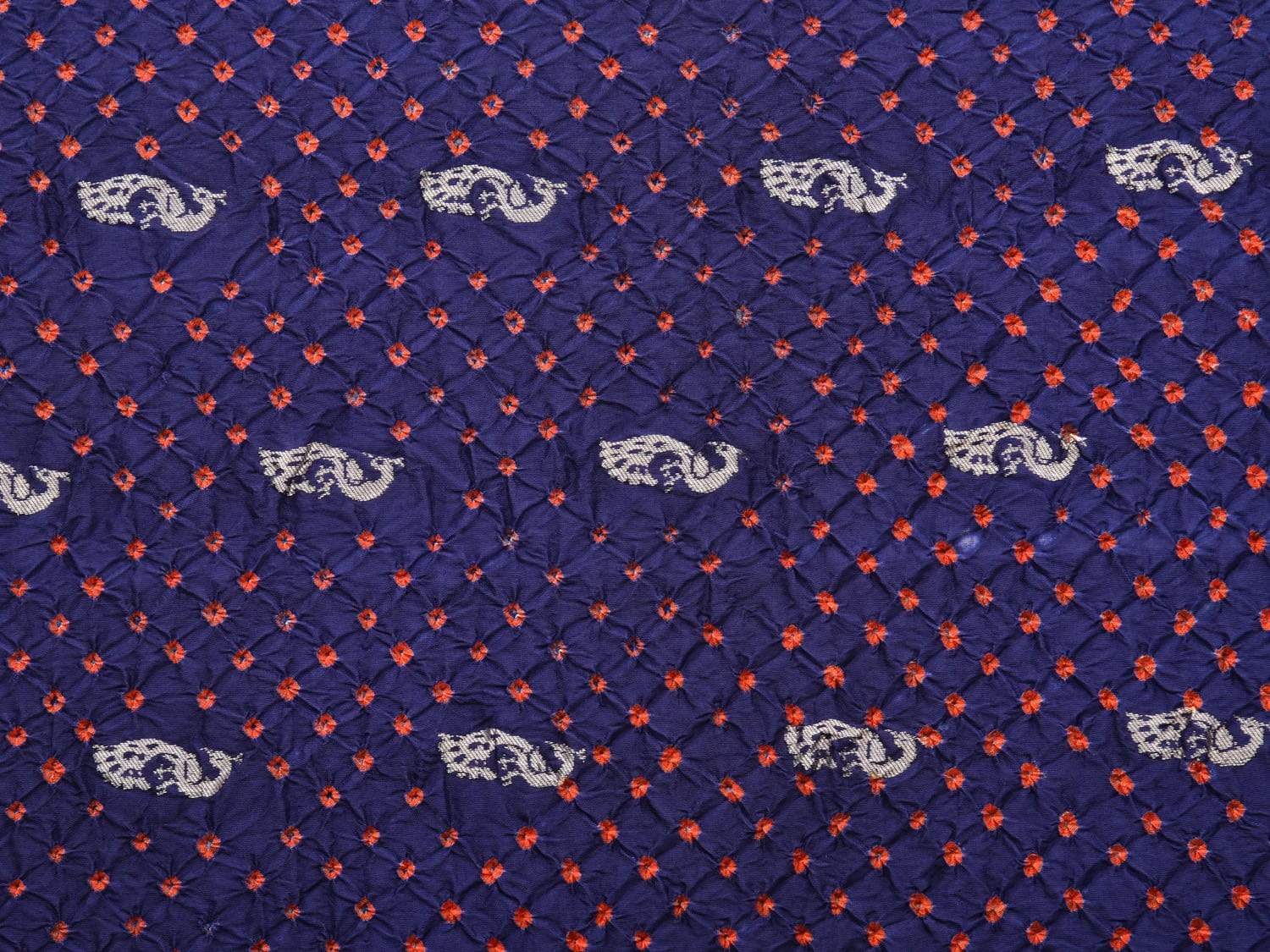 Dark Blue Bandhani Paithani Silk Handloom Saree with Peacock Parrot Border Design bn0215