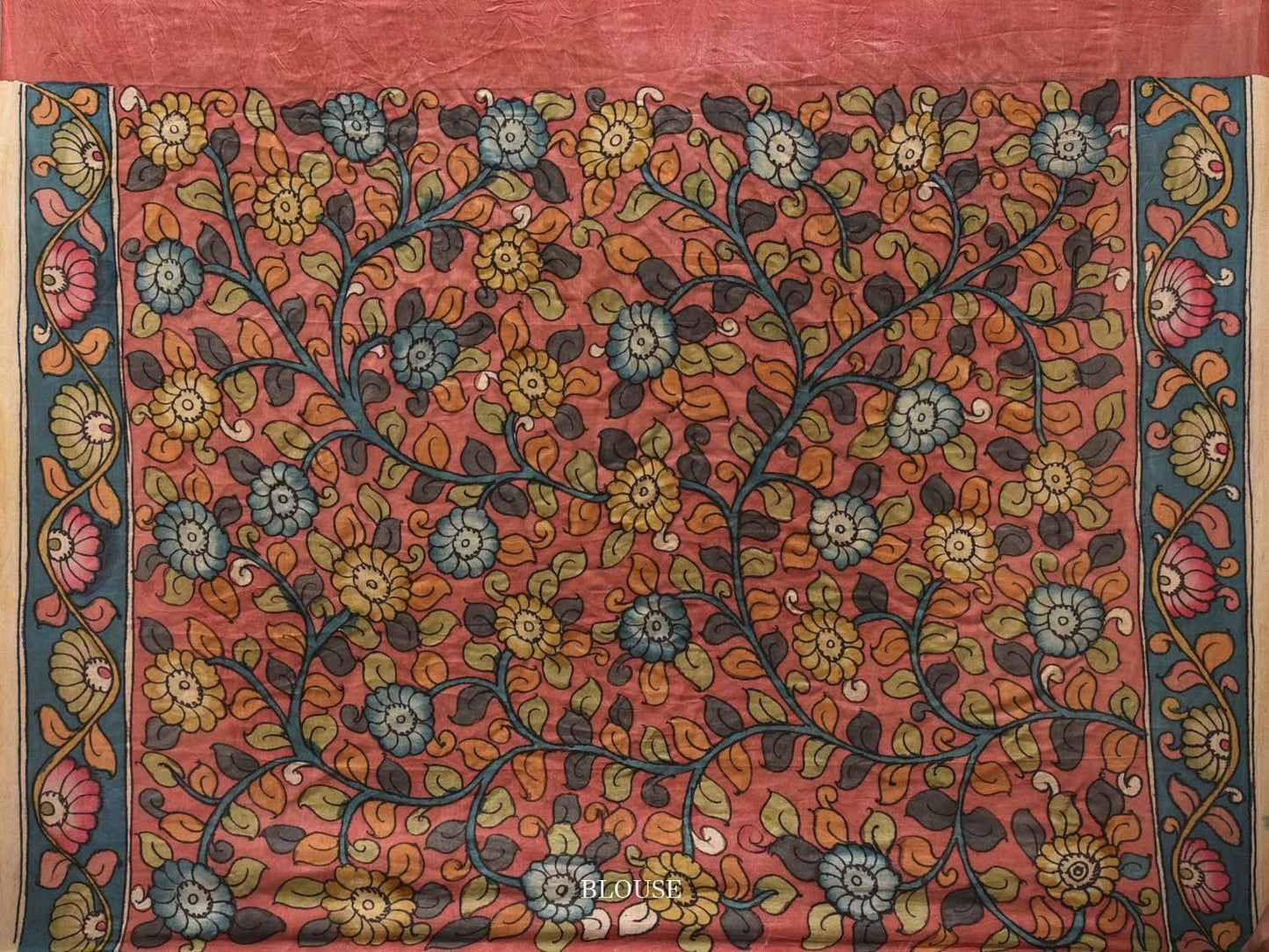 Dark Blue Bandhani Silk Handloom Saree with Peacock Kalamkari Pallu Design bn0197