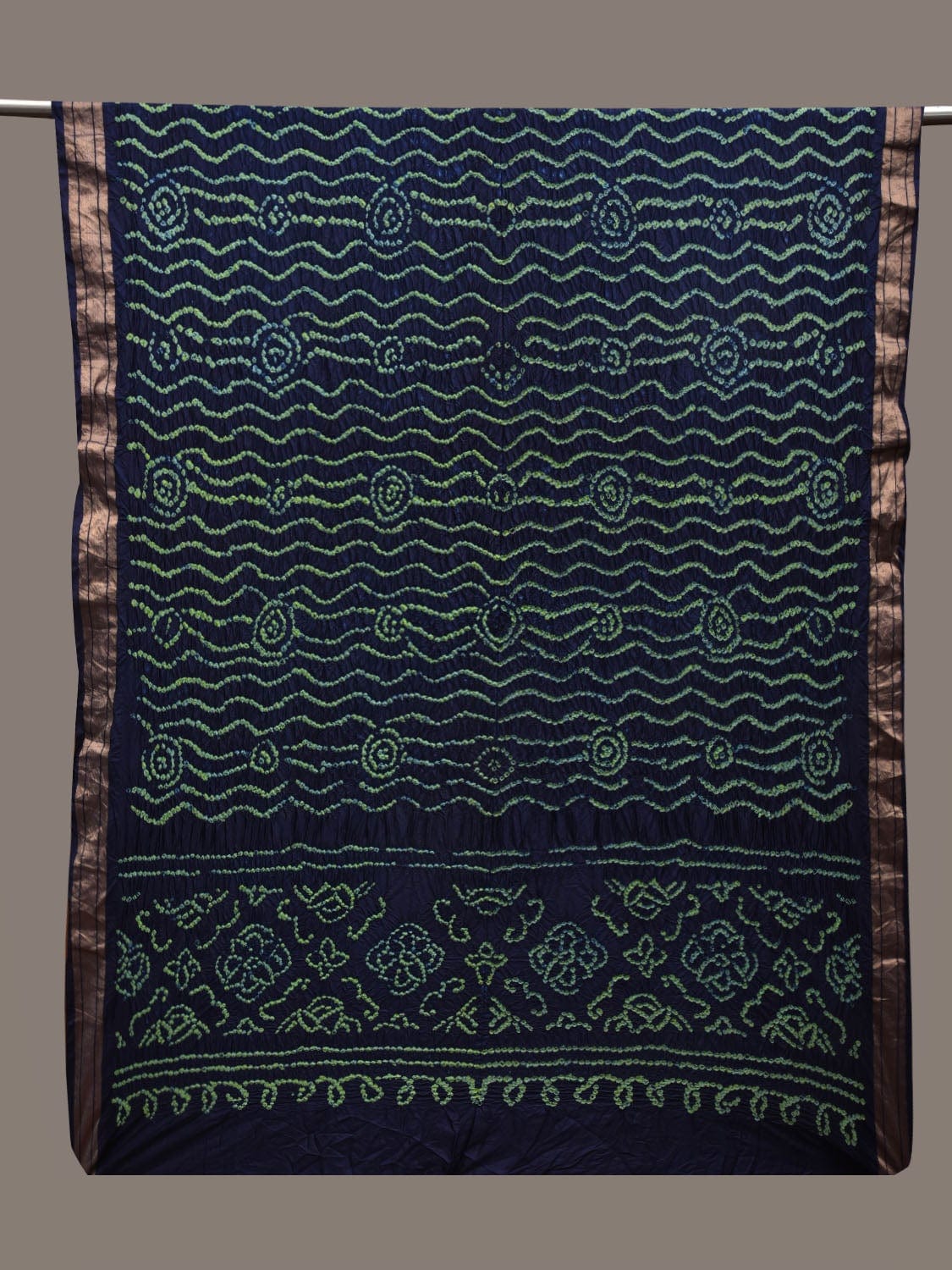 Dark Blue Bandhani Uppada Silk Dupatta with Zari Border Design ds2632