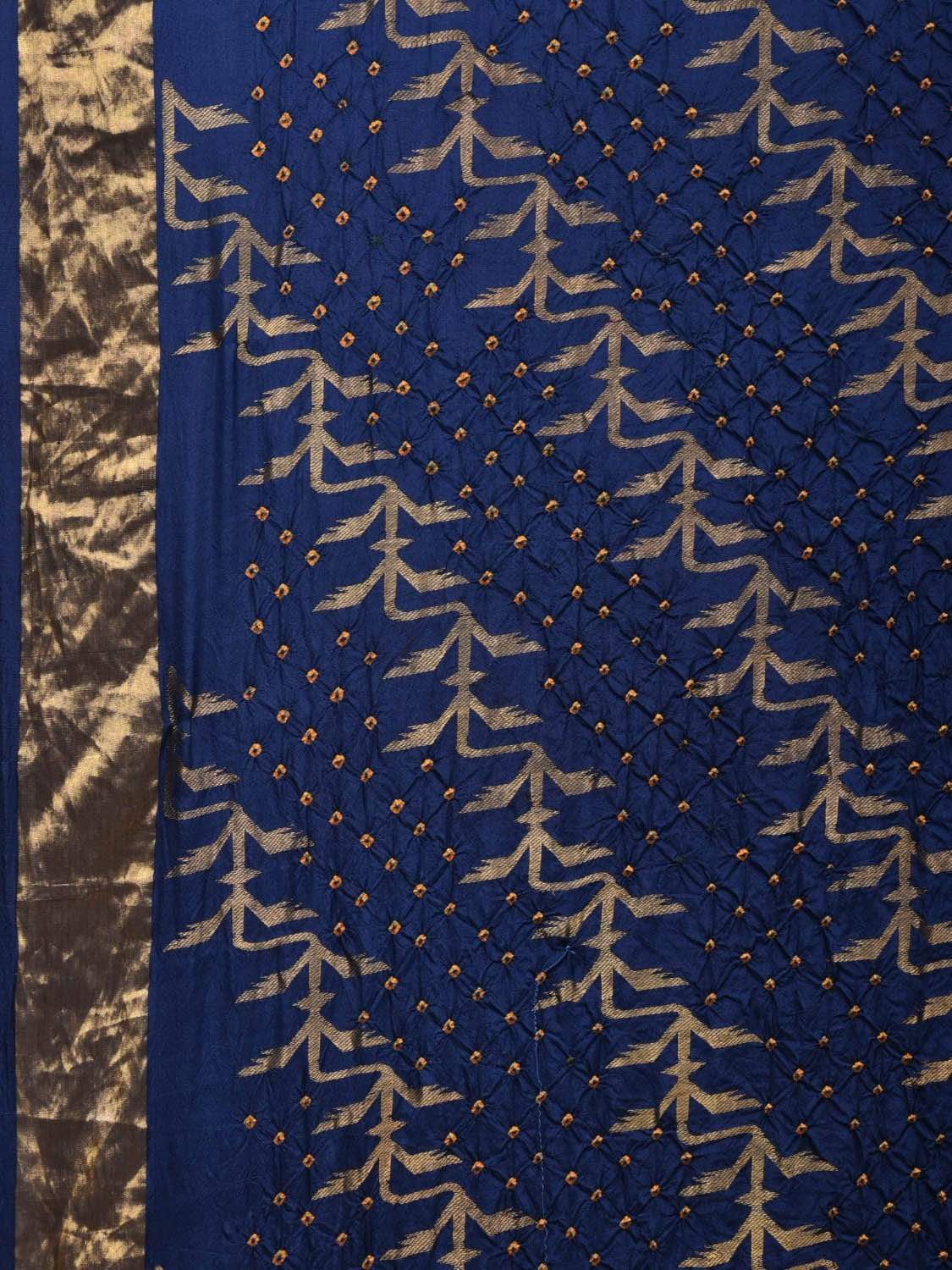 Dark Blue Bandhani Uppada Silk Handloom Saree with Diagonal Design bn0267