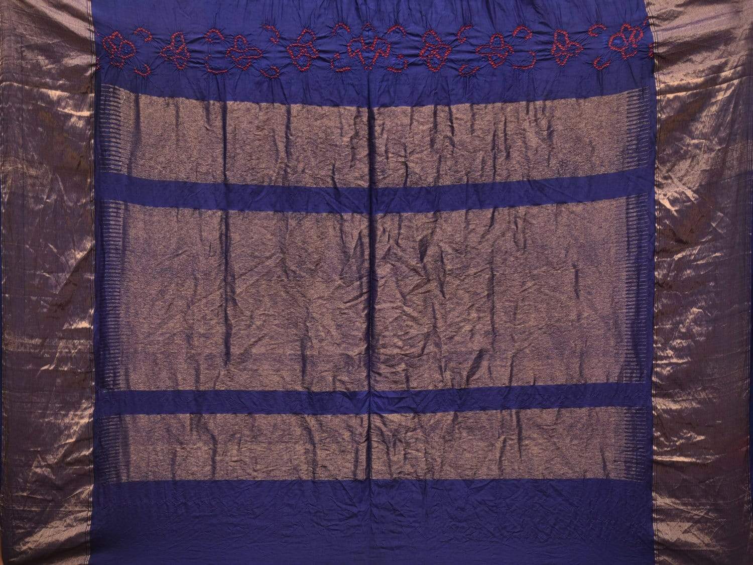 Dark Blue Bandhani Uppada Silk Handloom Saree with Nilambari Buta Design bn0190