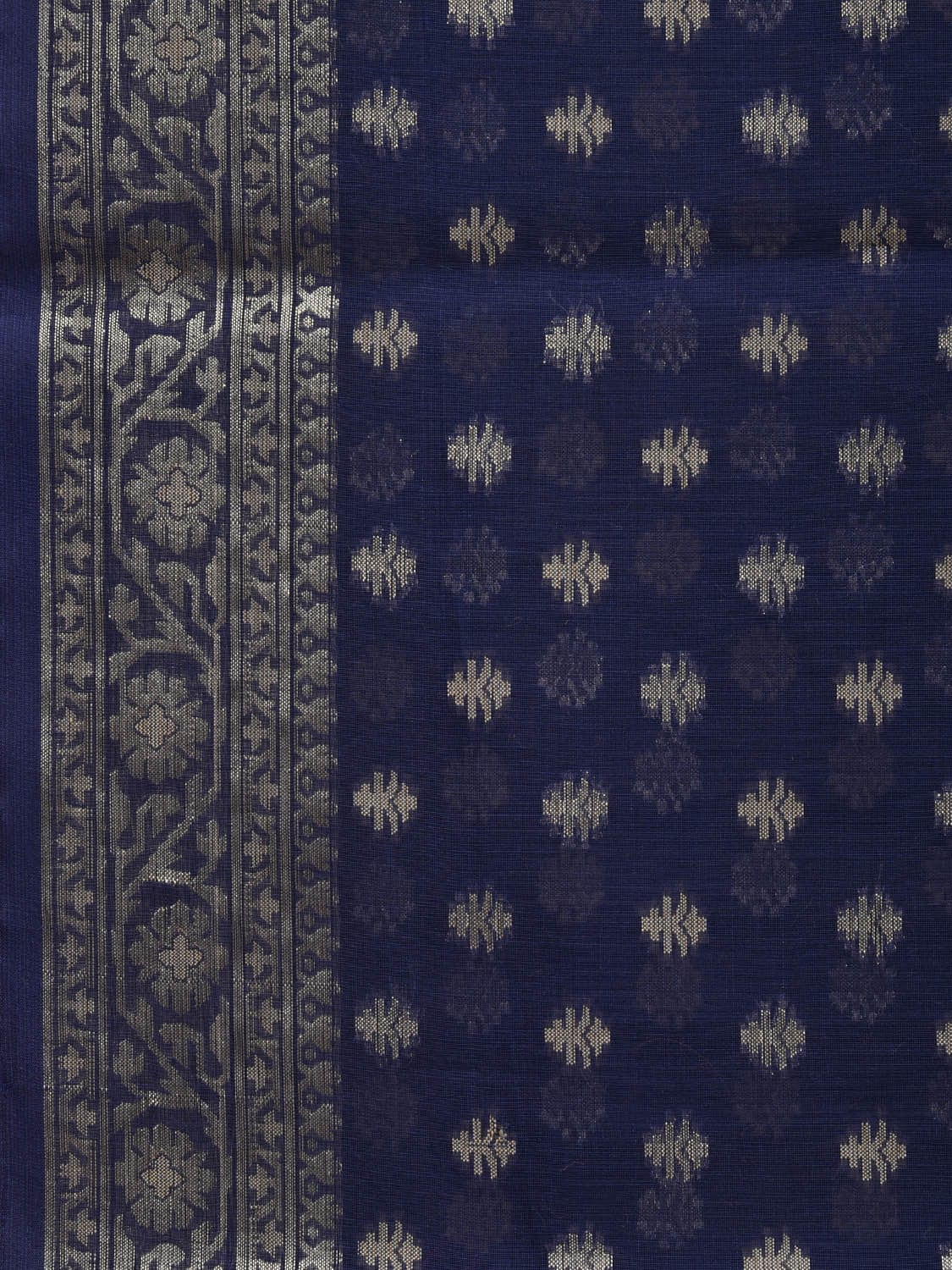 Dark Blue Cut Work Sico Cotton Saree with All Over Banaras Design o0381