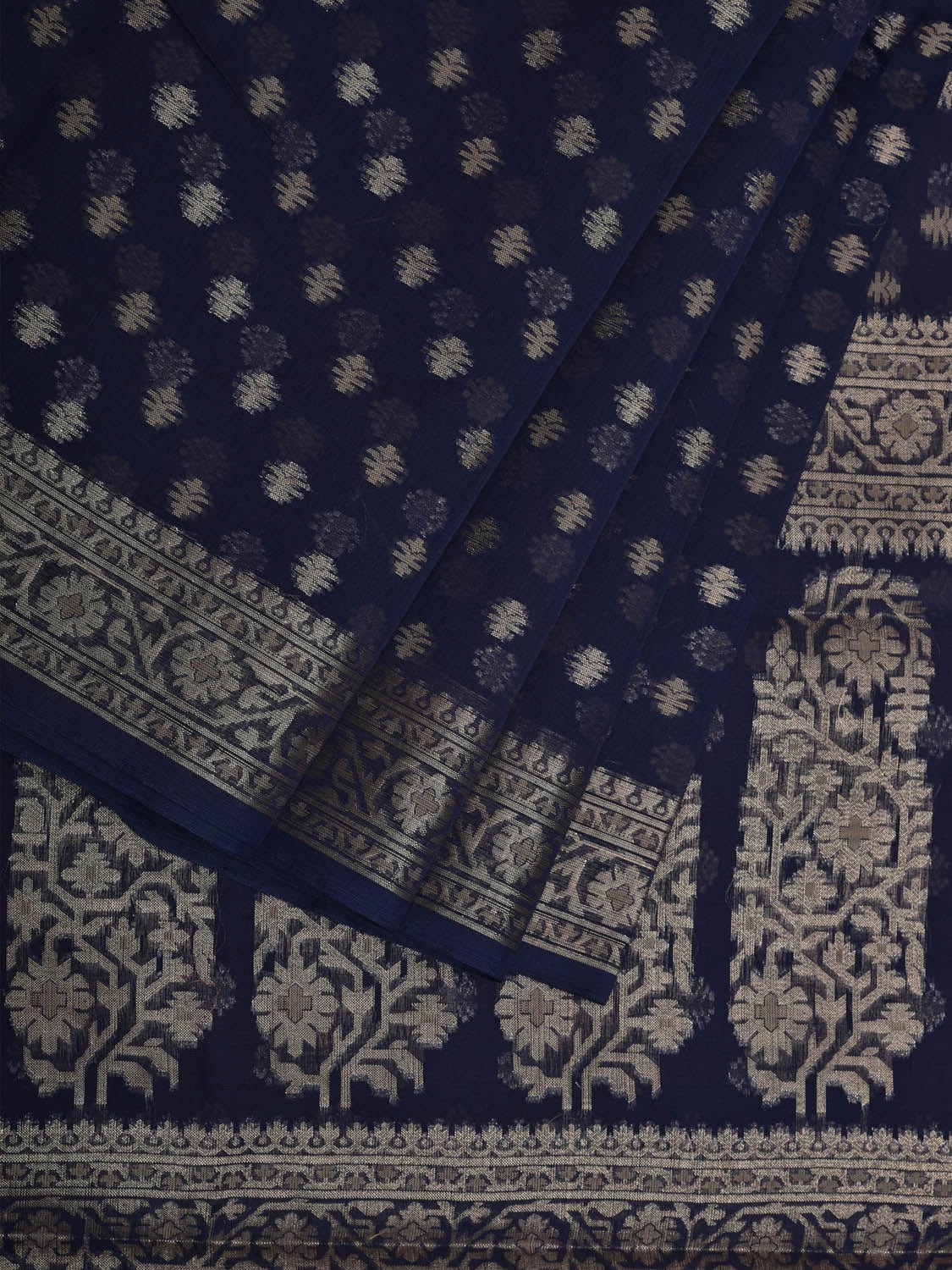 Dark Blue Cut Work Sico Cotton Saree with All Over Banaras Design o0381