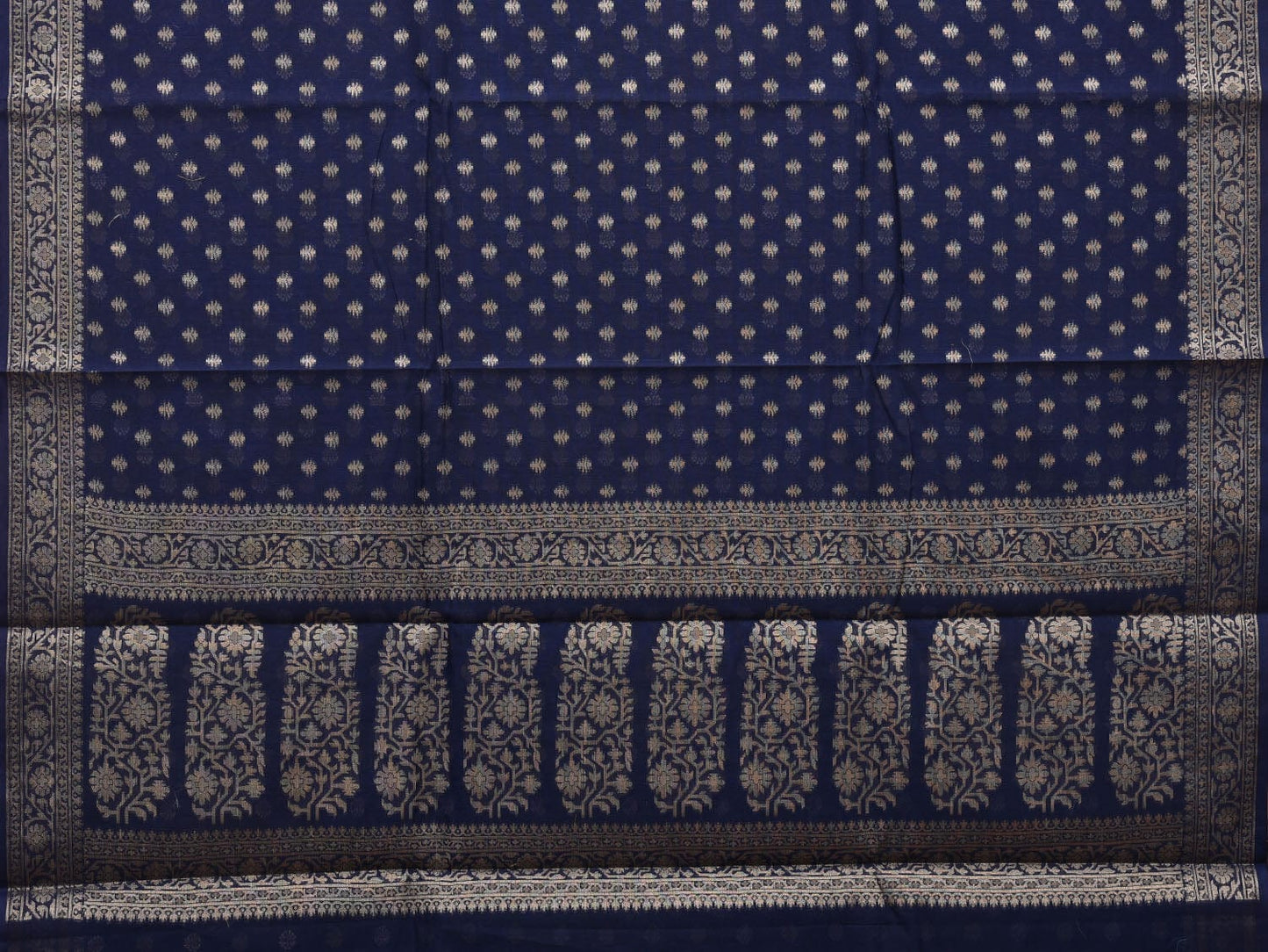 Dark Blue Cut Work Sico Cotton Saree with All Over Banaras Design o0381