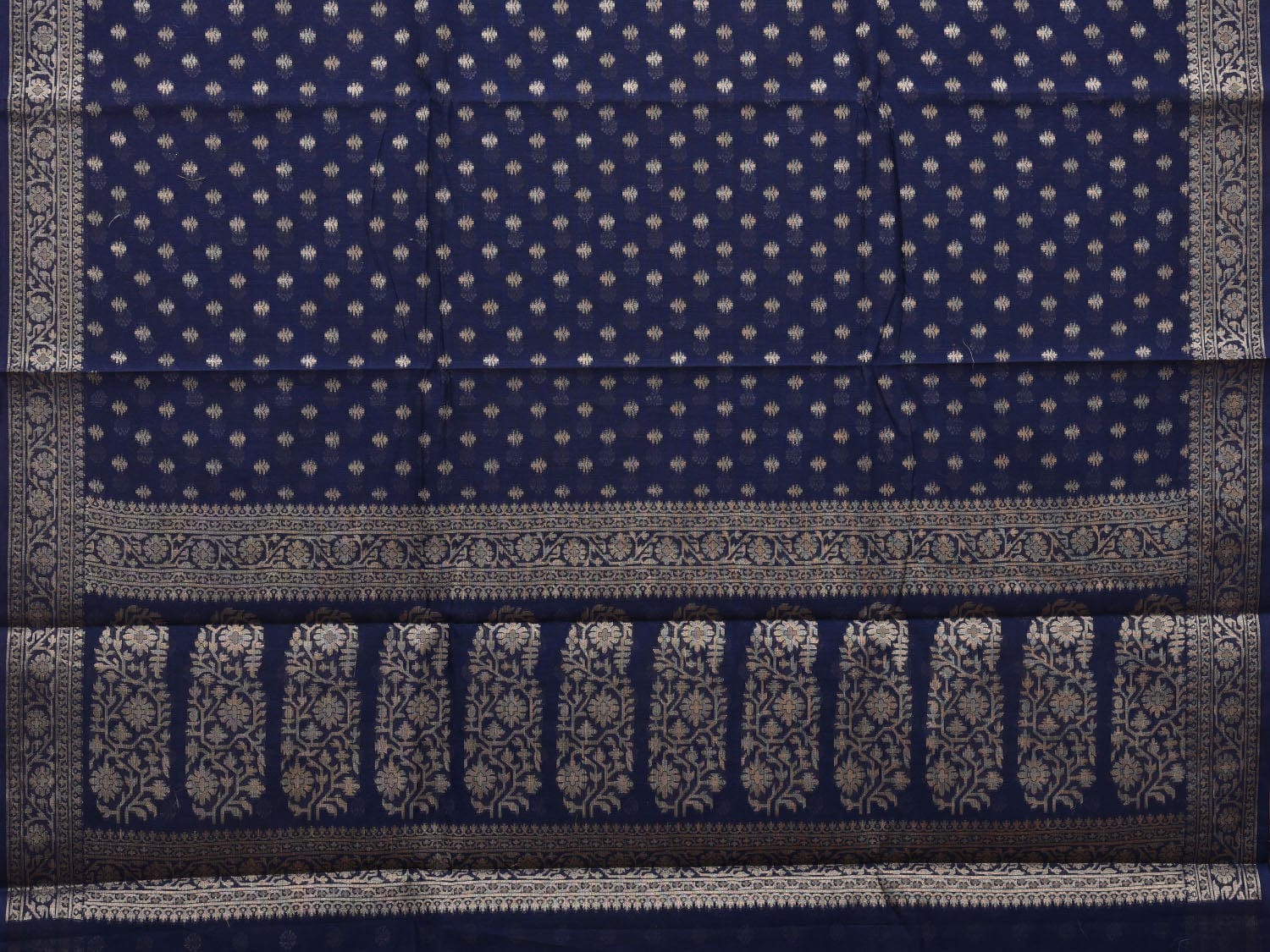 Dark Blue Cut Work Sico Cotton Saree with All Over Banaras Design o0381