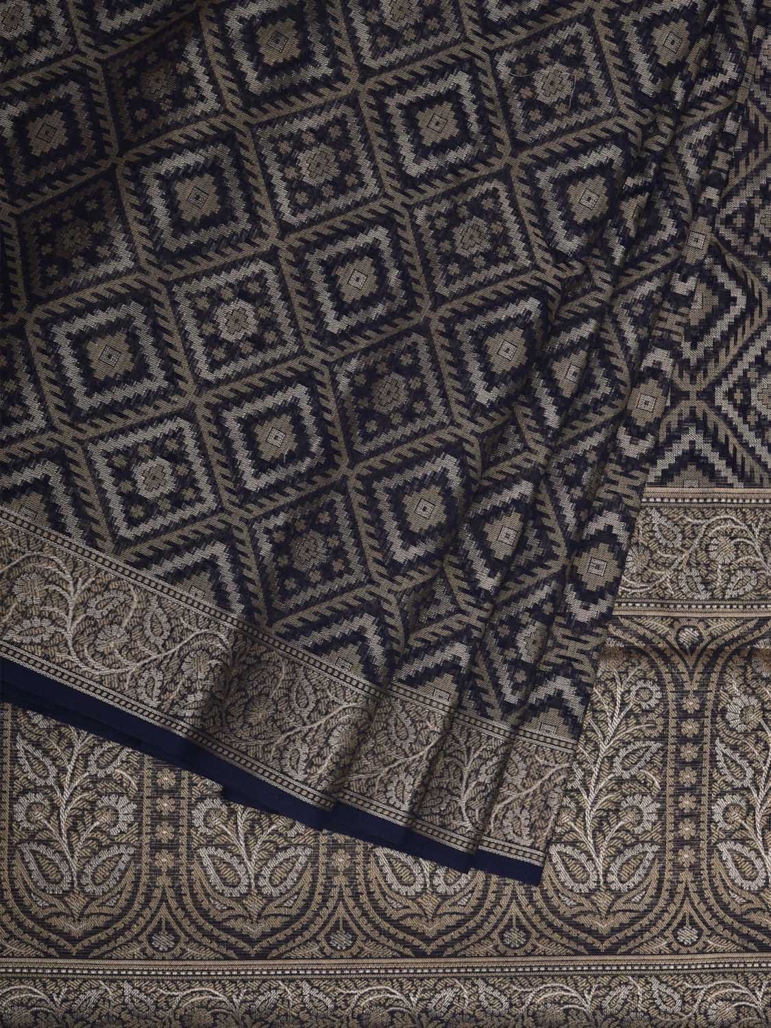 Dark Blue Cut Work Sico Cotton Saree with All Over Banaras Design o0385