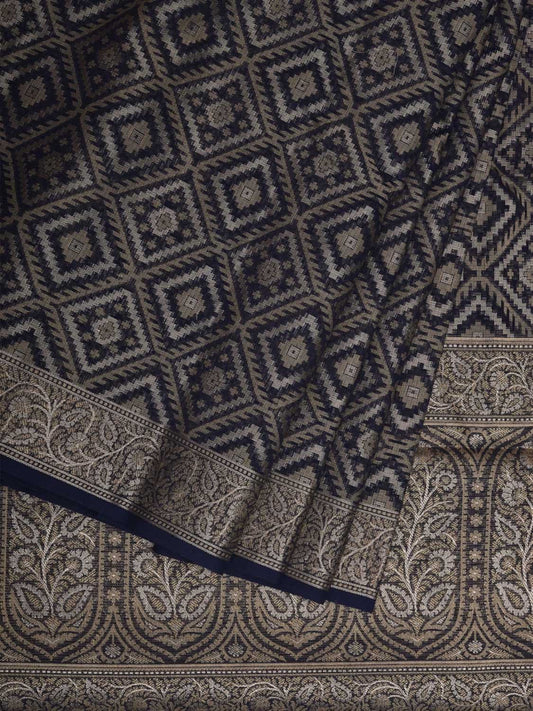 Dark Blue Cut Work Sico Cotton Saree with All Over Banaras Design o0385