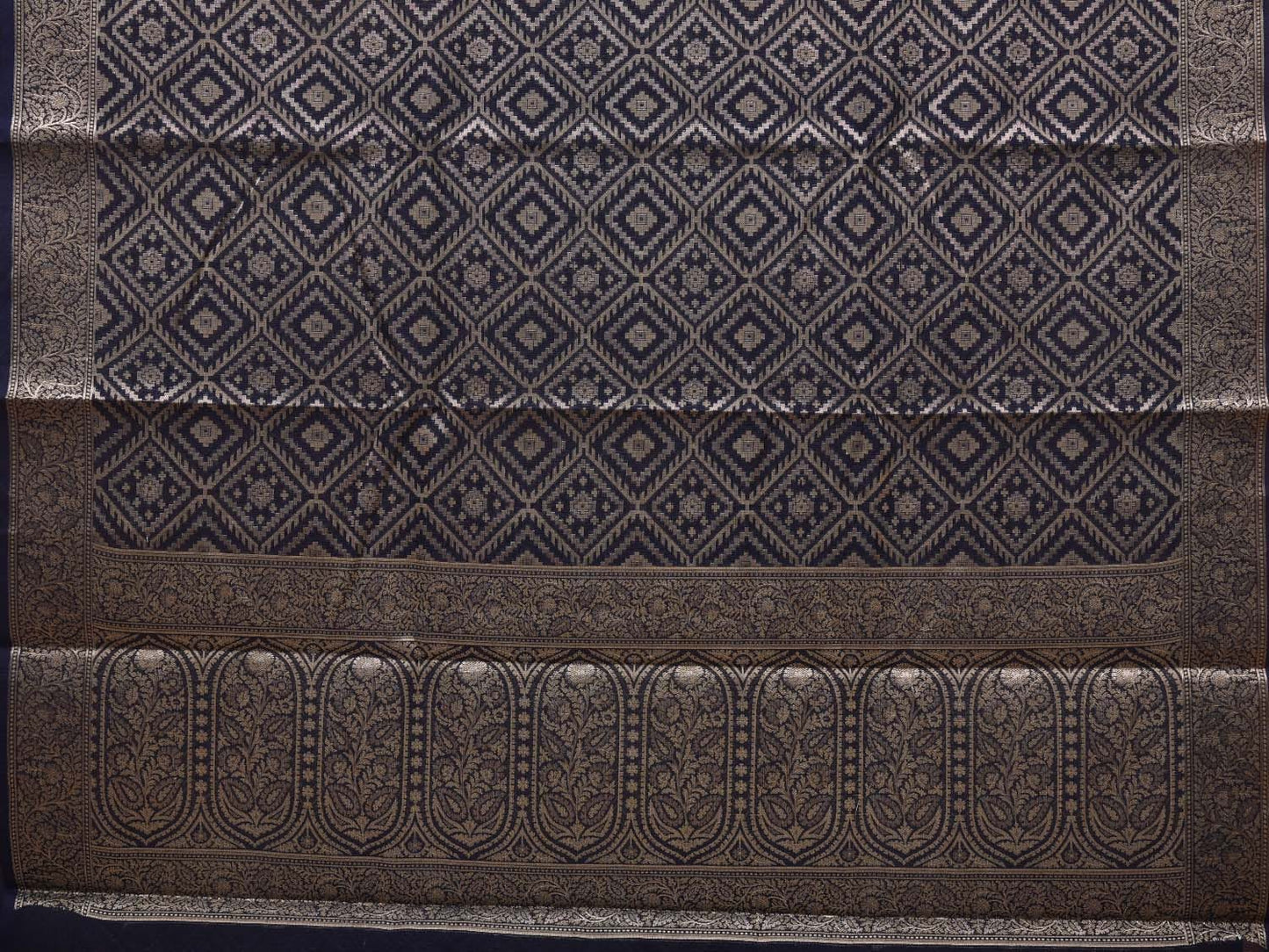 Dark Blue Cut Work Sico Cotton Saree with All Over Banaras Design o0385