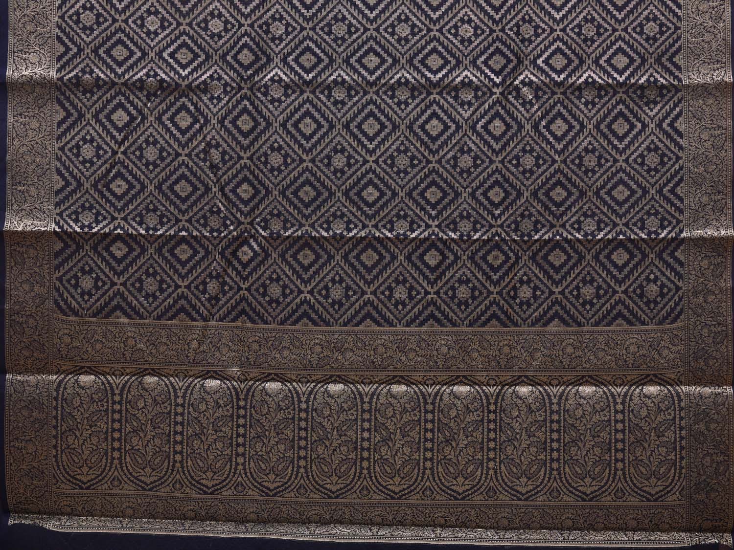 Dark Blue Cut Work Sico Cotton Saree with All Over Banaras Design o0385