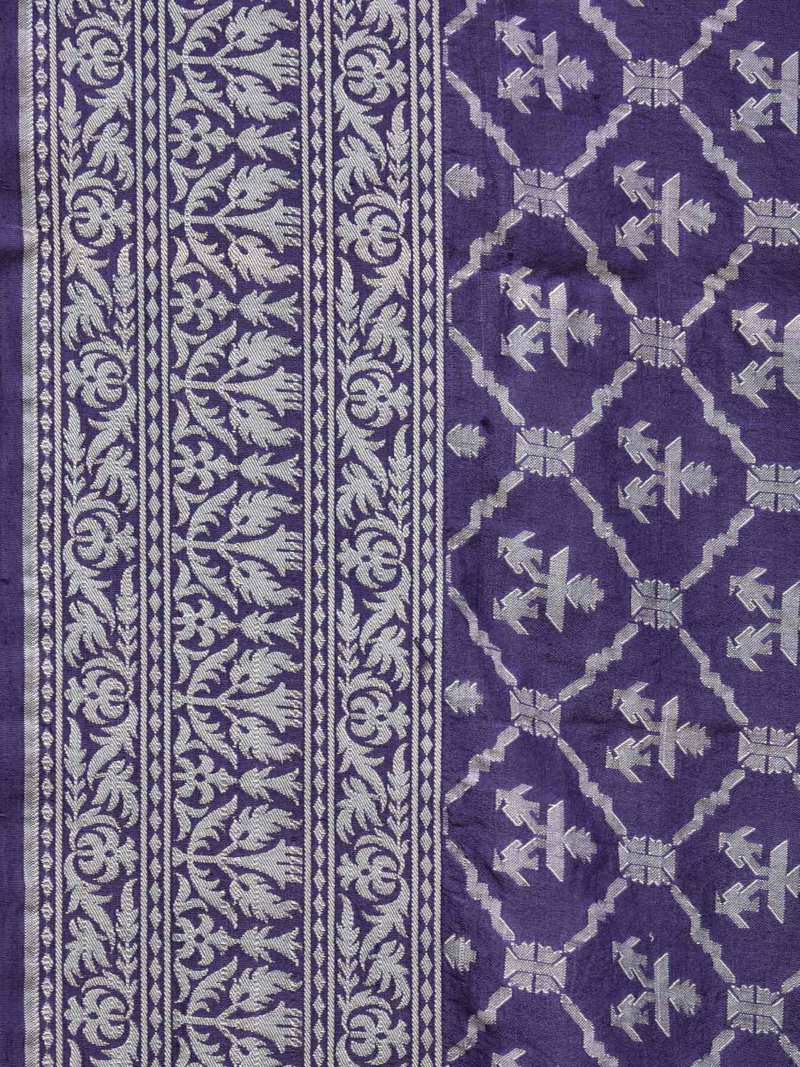 Dark Blue Cut Work Tussar Cotton Handloom Saree with All Over Jamdani Style Design o0389