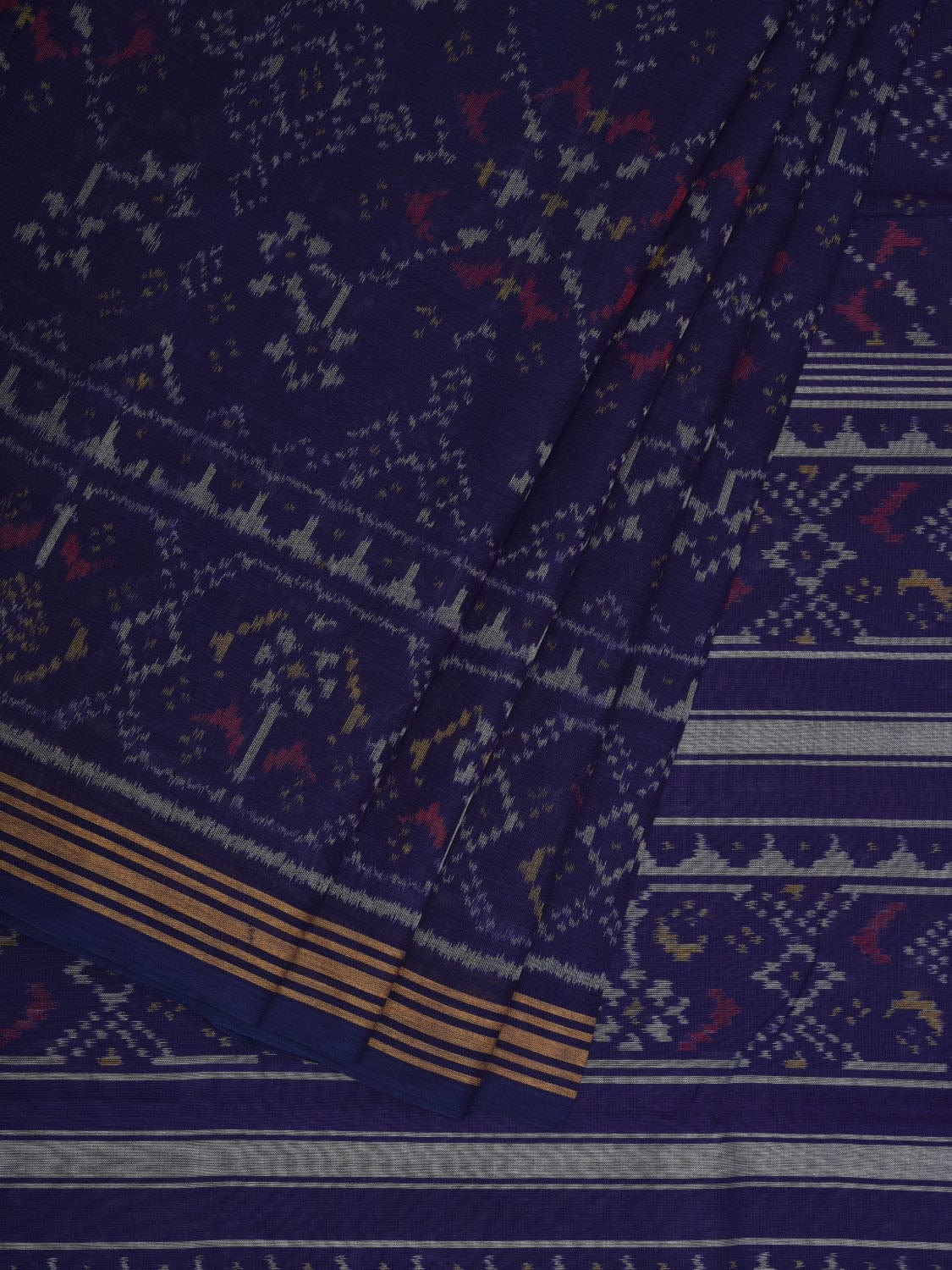 Dark Blue Ikat Cotton Handloom Saree with All Over Design i0711