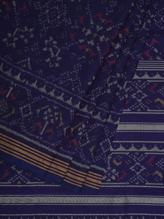 Dark Blue Ikat Cotton Handloom Saree with All Over Design i0711