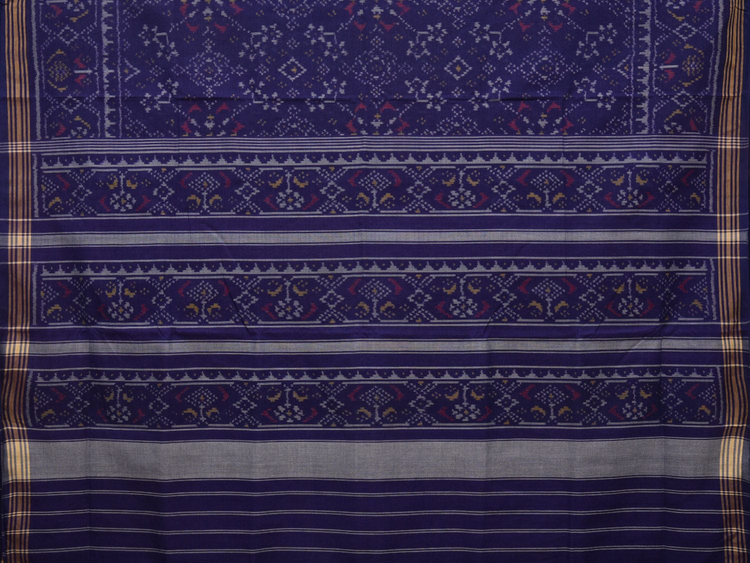 Dark Blue Ikat Cotton Handloom Saree with All Over Design i0711