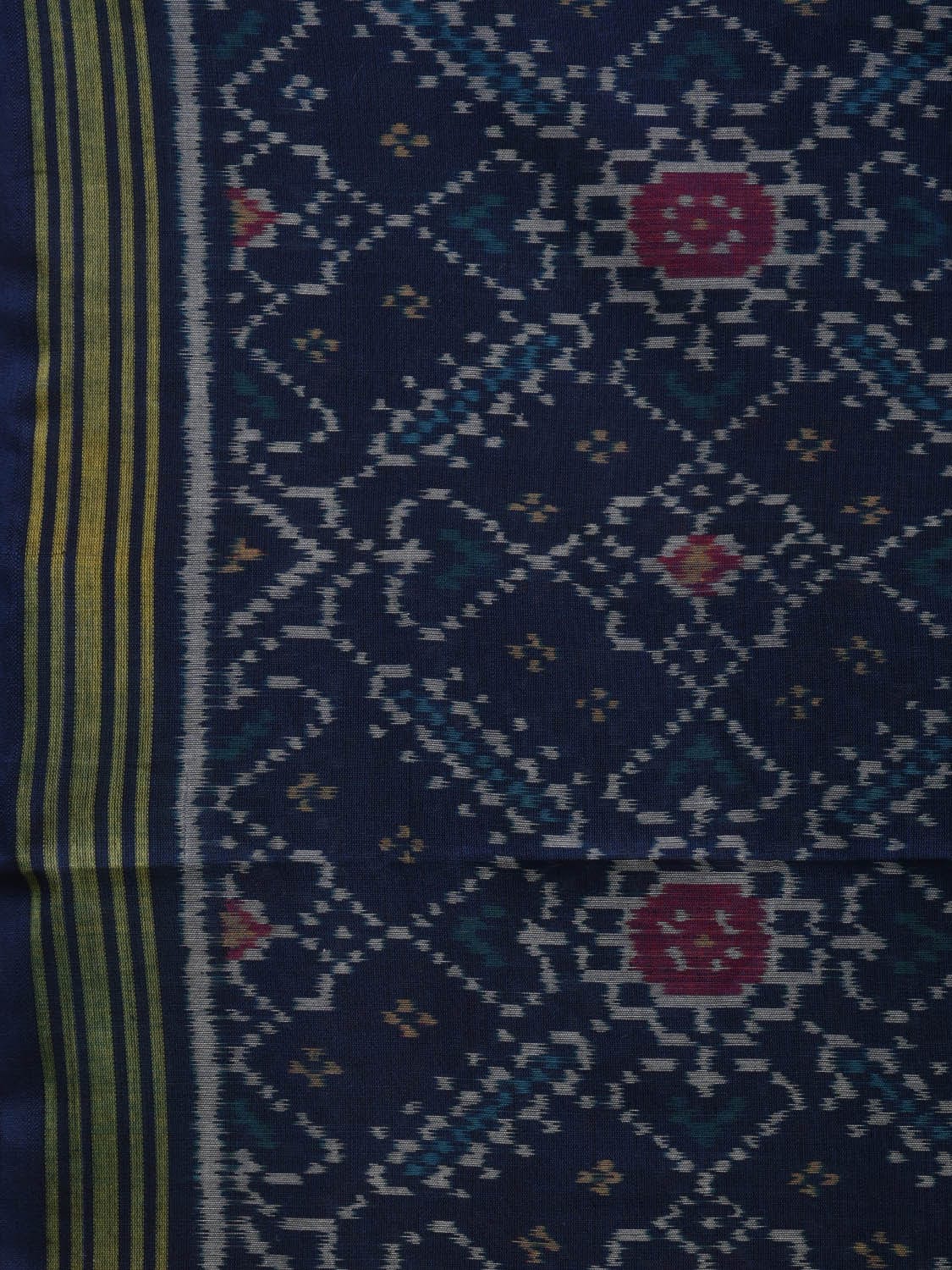 Dark Blue Ikat Cotton Handloom Saree with All Over Design i0727