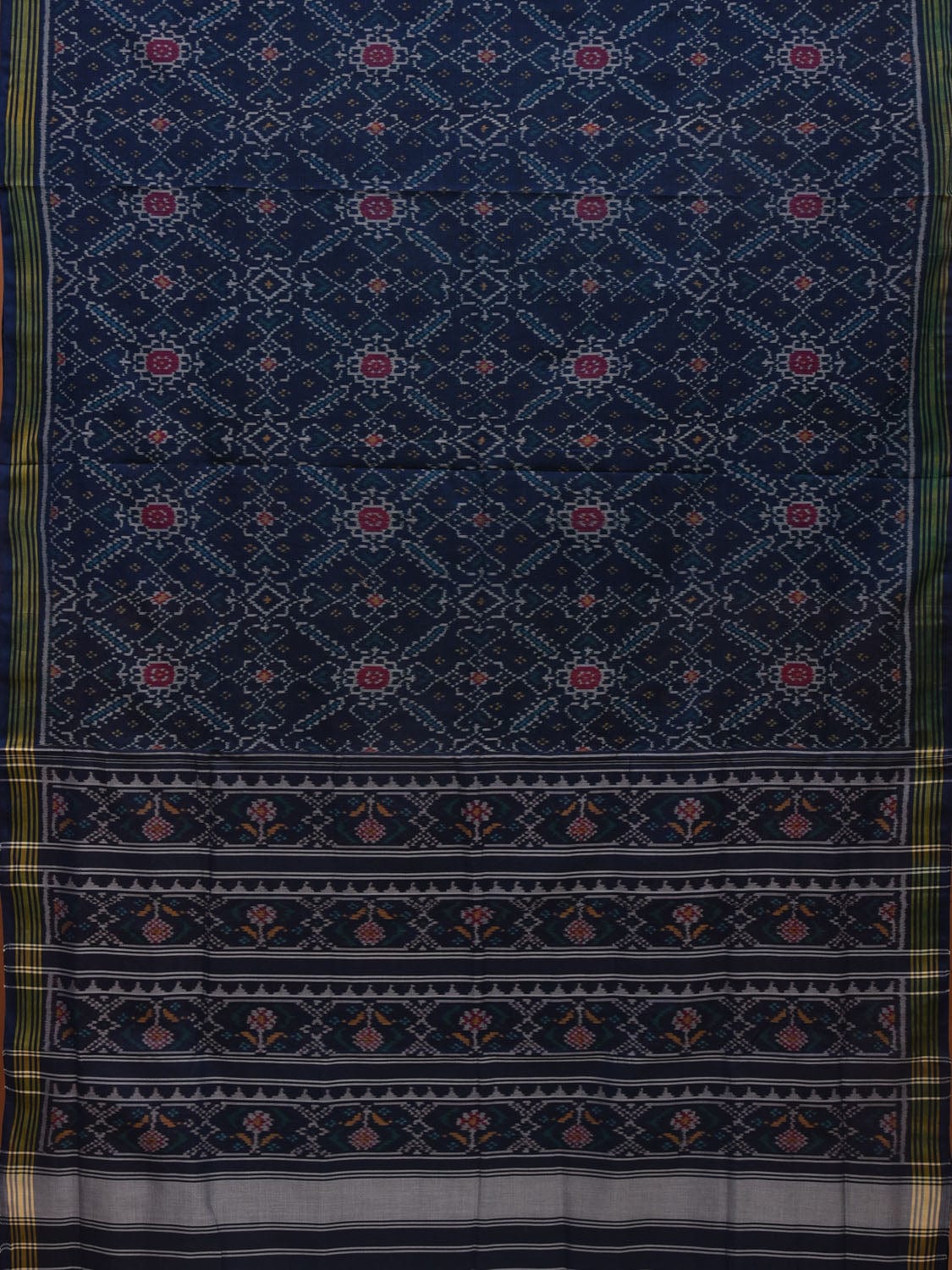 Dark Blue Ikat Cotton Handloom Saree with All Over Design i0727