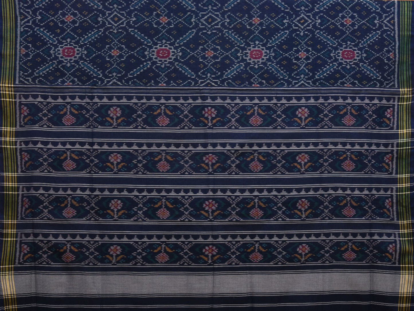 Dark Blue Ikat Cotton Handloom Saree with All Over Design i0727