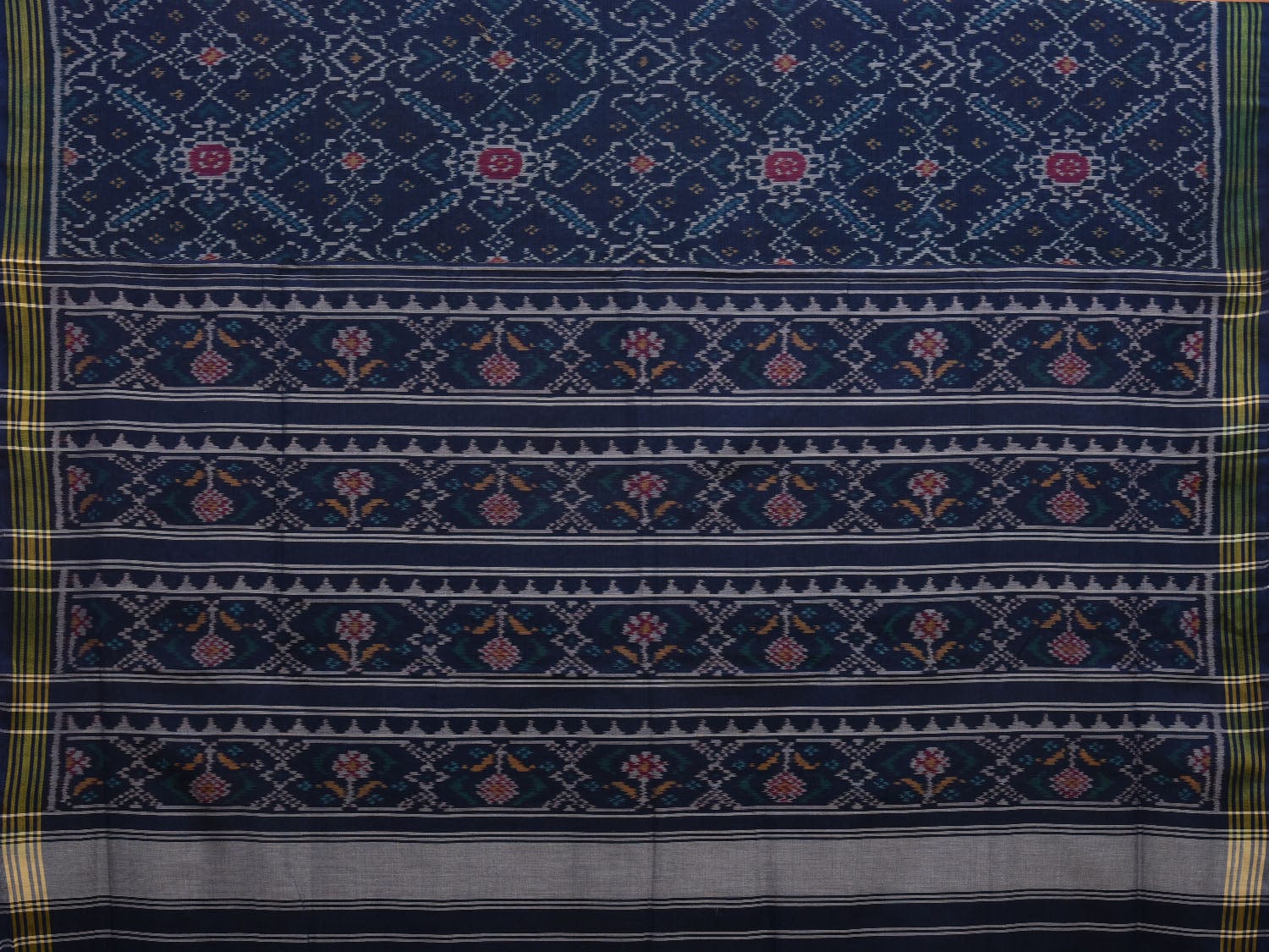 Dark Blue Ikat Cotton Handloom Saree with All Over Design i0727