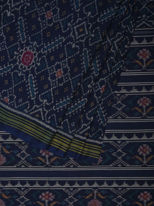Dark Blue Ikat Cotton Handloom Saree with All Over Design i0727