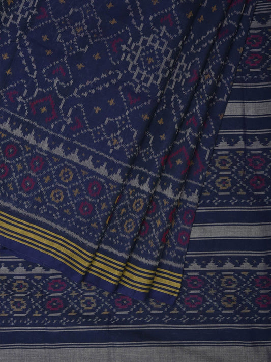 Dark Blue Ikat Cotton Handloom Saree with All Over Design i0729