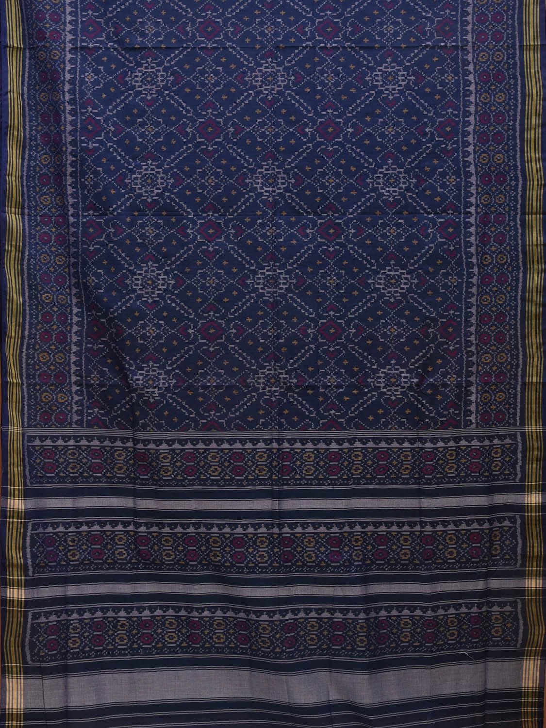 Dark Blue Ikat Cotton Handloom Saree with All Over Design i0729
