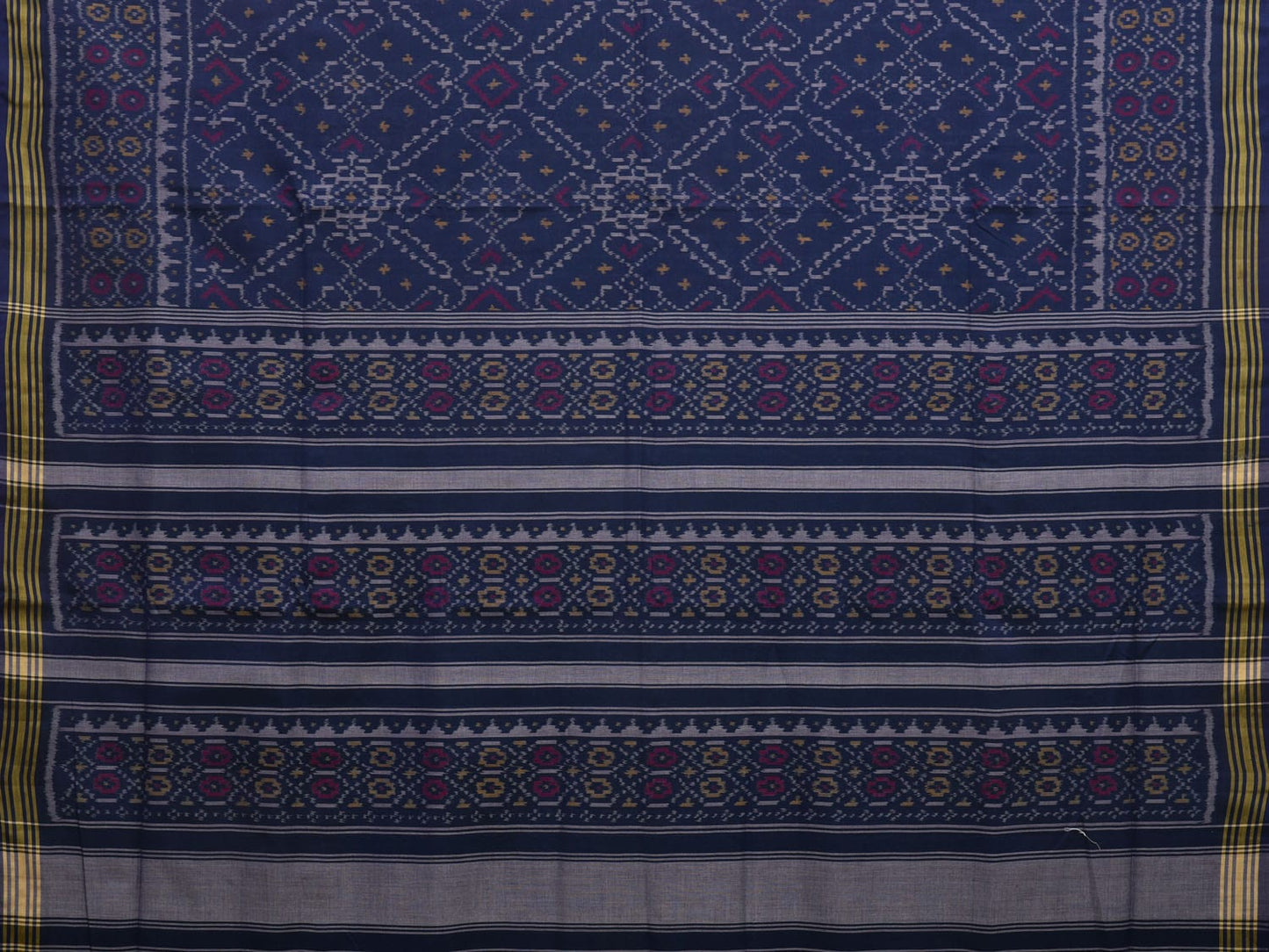 Dark Blue Ikat Cotton Handloom Saree with All Over Design i0729