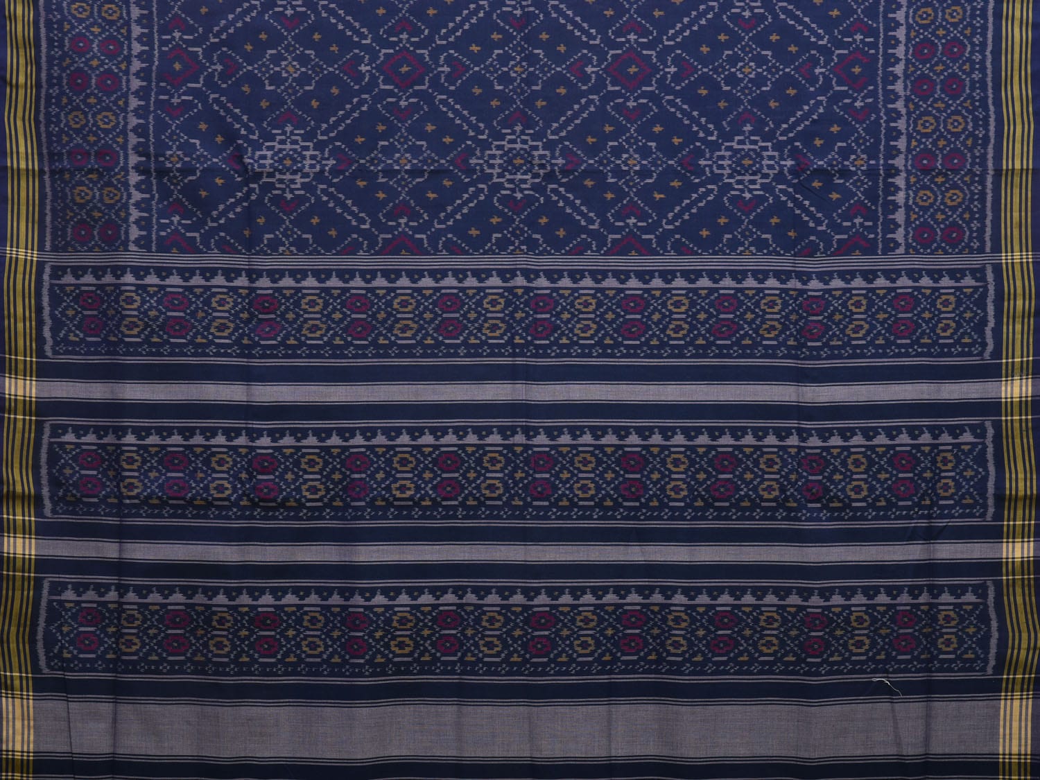 Dark Blue Ikat Cotton Handloom Saree with All Over Design i0729