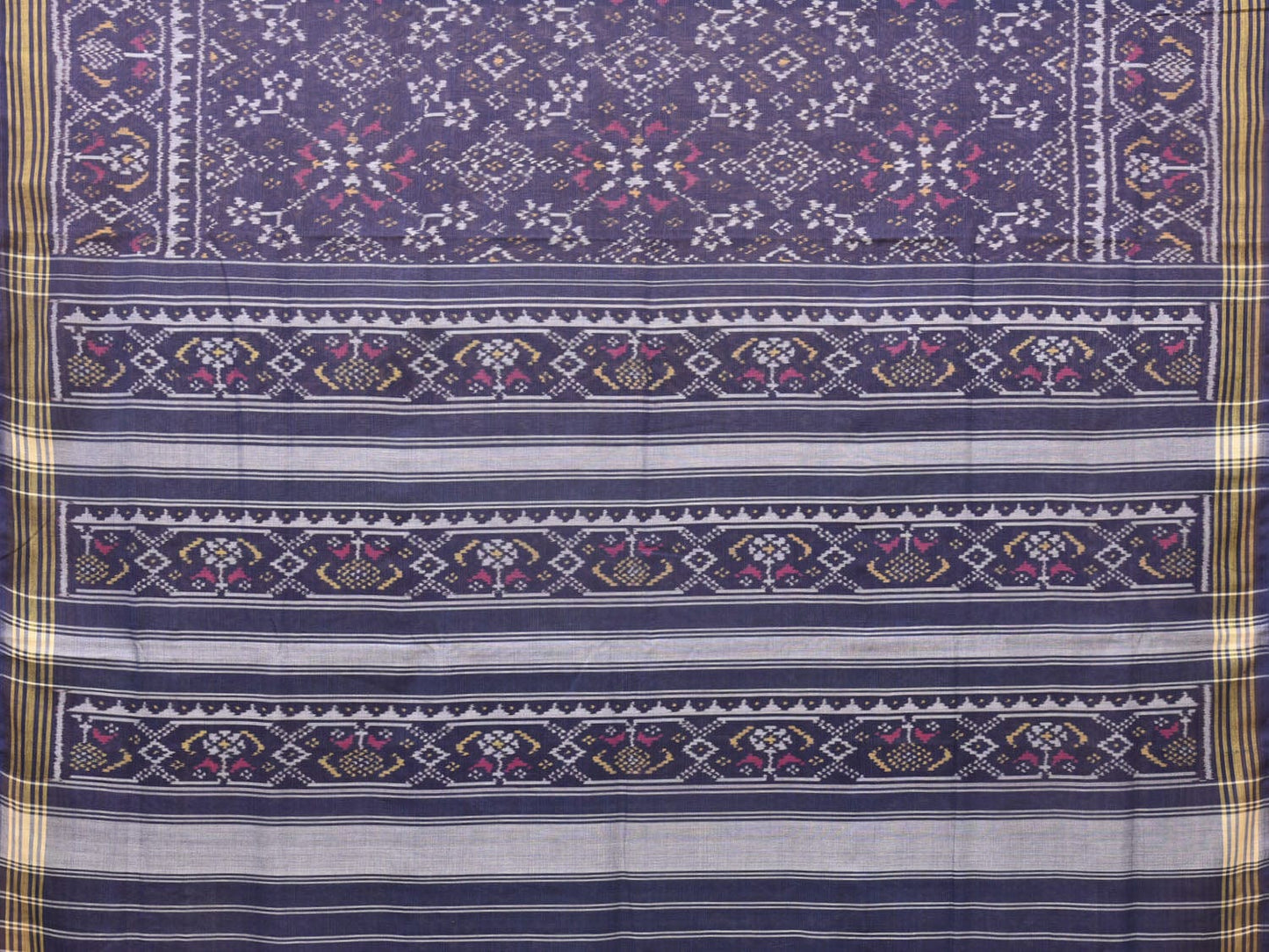 Dark Blue Ikat Cotton Handloom Saree with All Over Design i0774