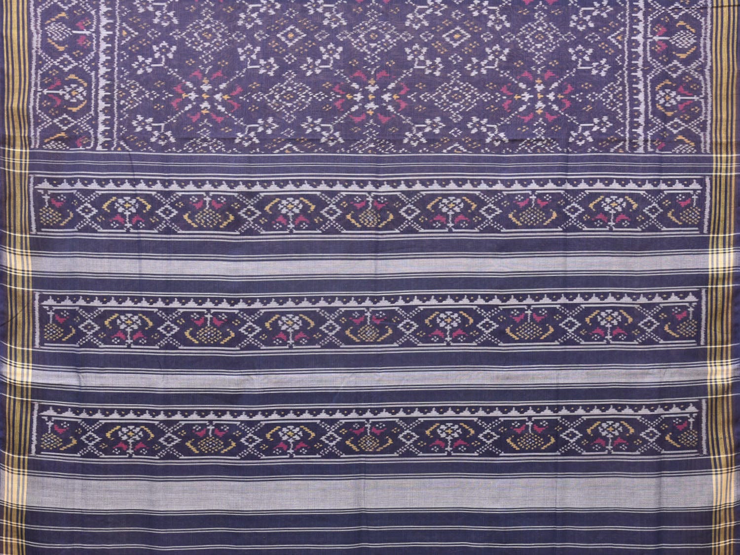 Dark Blue Ikat Cotton Handloom Saree with All Over Design i0774