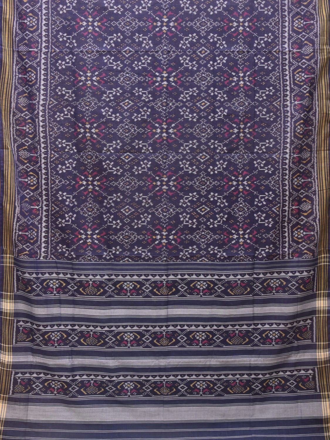 Dark Blue Ikat Cotton Handloom Saree with All Over Design i0774