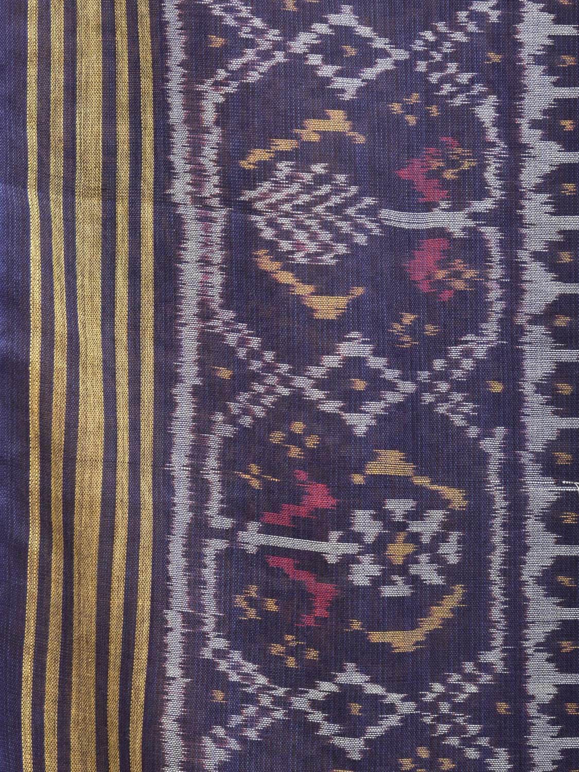 Dark Blue Ikat Cotton Handloom Saree with All Over Design i0774