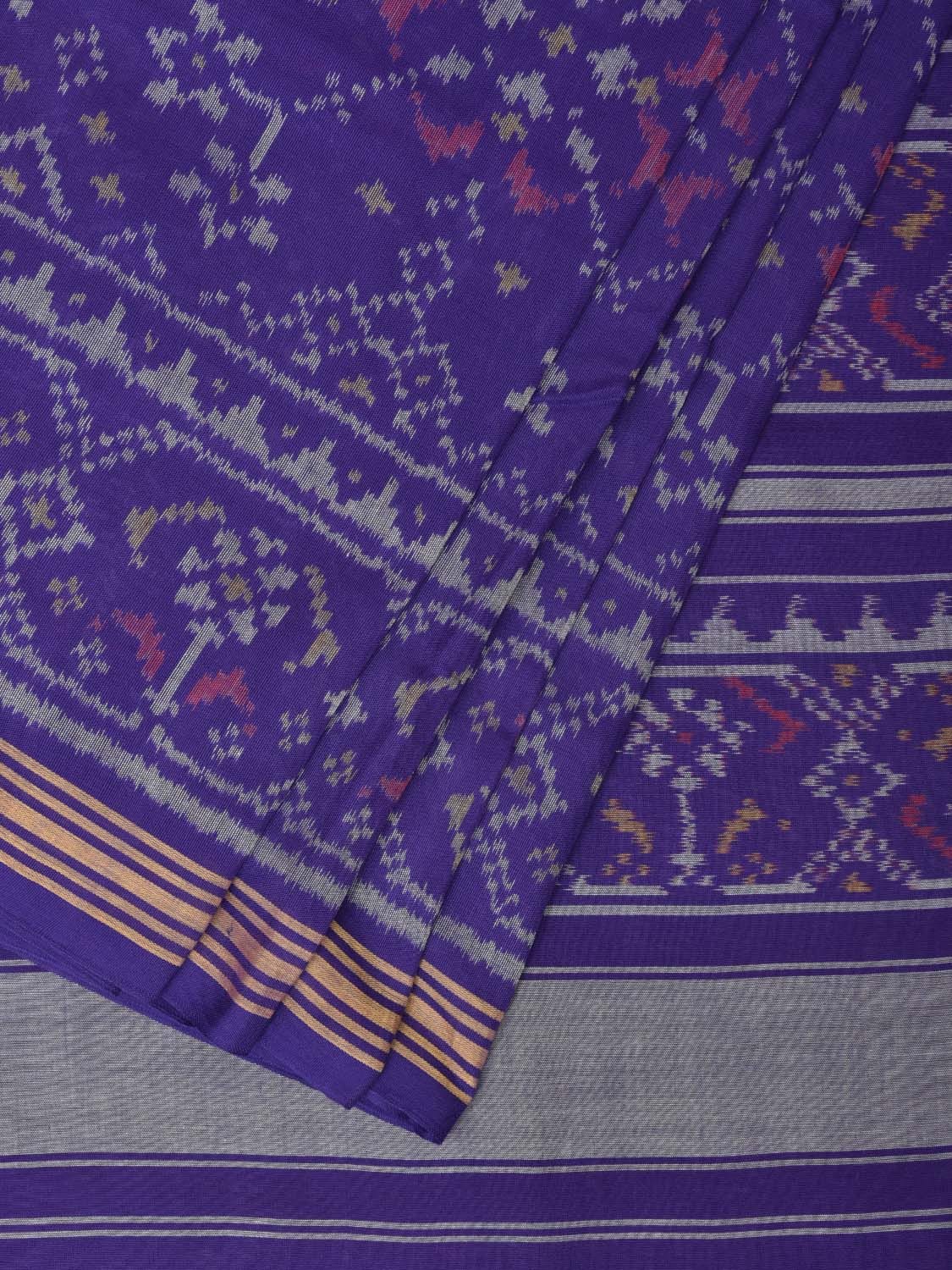 Dark Blue Ikat Cotton Handloom Saree with All Over Grill and Border Design i0786