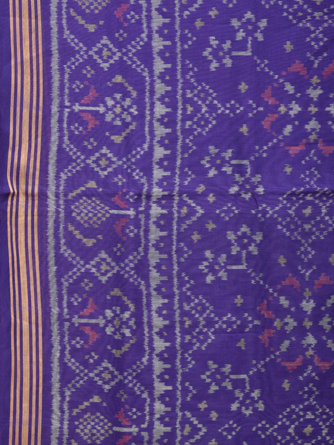 Dark Blue Ikat Cotton Handloom Saree with All Over Grill and Border Design i0786