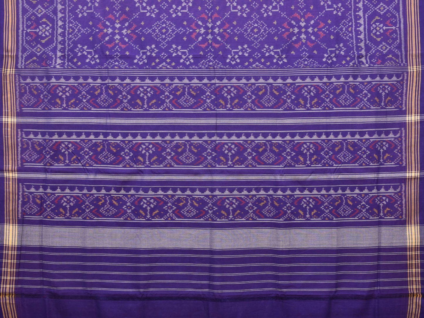 Dark Blue Ikat Cotton Handloom Saree with All Over Grill and Border Design i0786