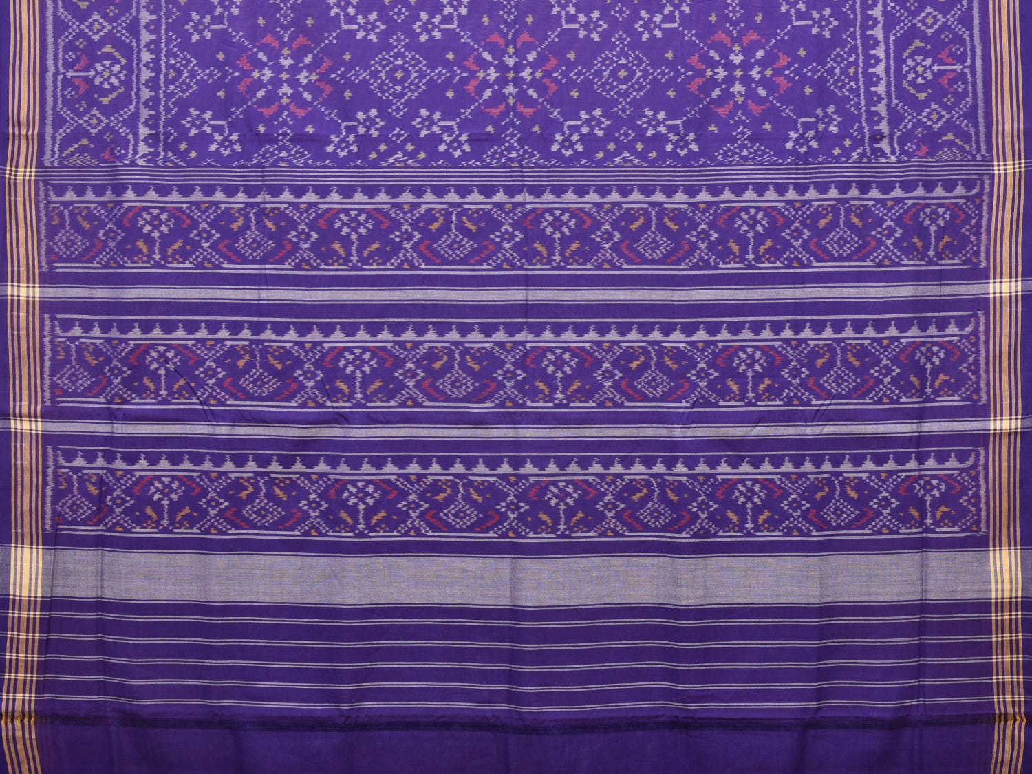 Dark Blue Ikat Cotton Handloom Saree with All Over Grill and Border Design i0786