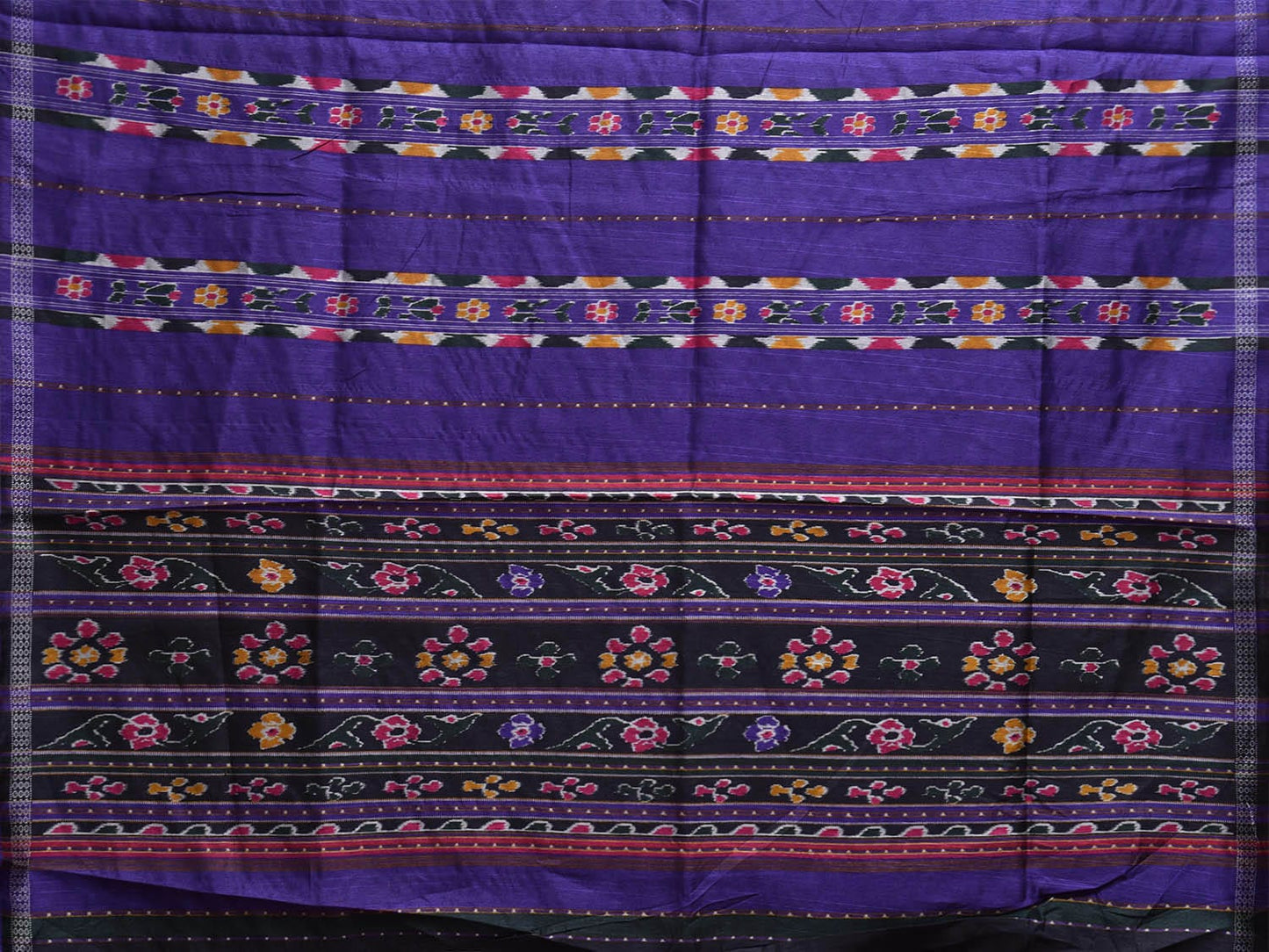 Dark Blue Ikat Viscose Silk Saree with Strips Body and Pallu Design o0672