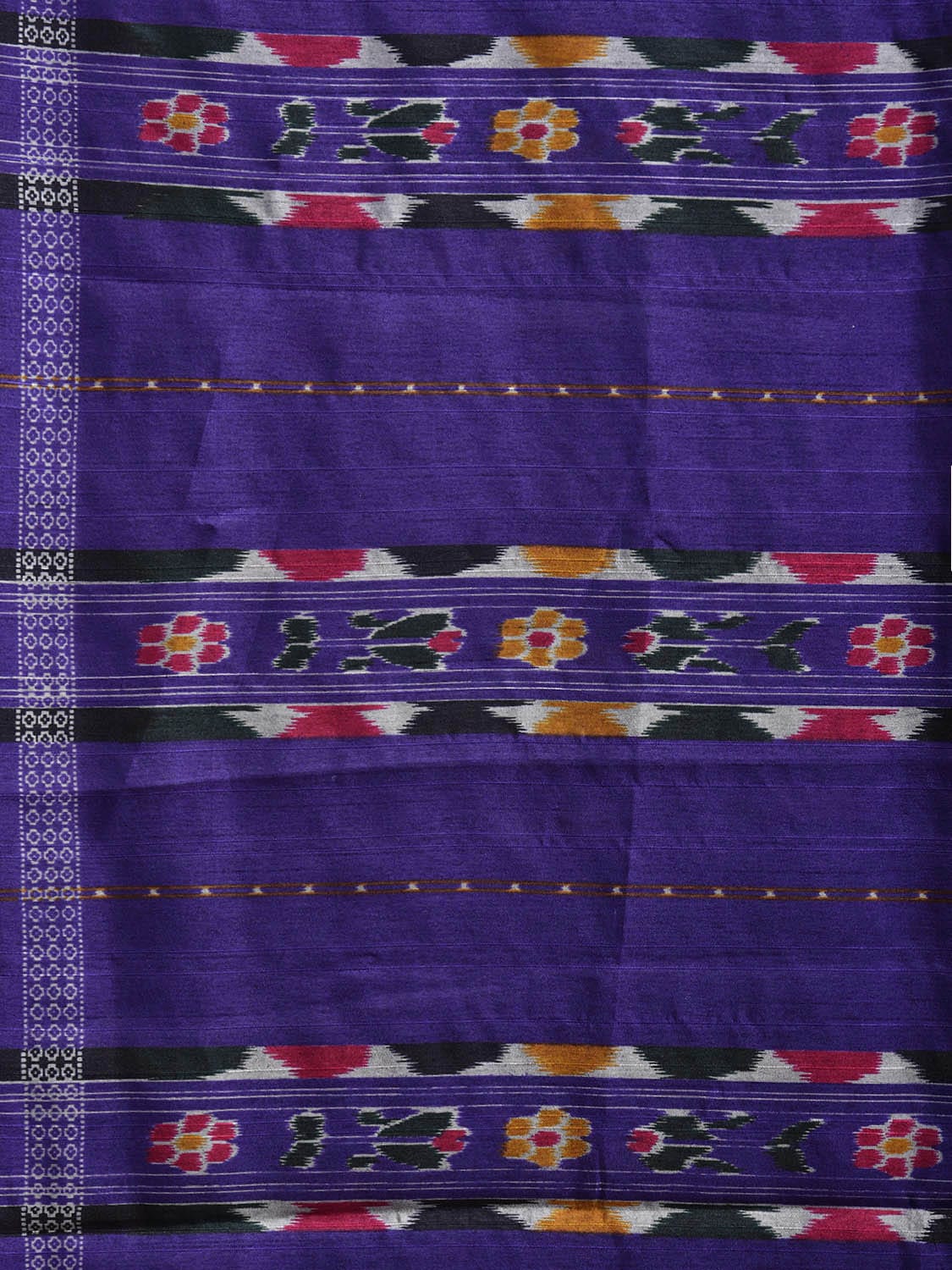 Dark Blue Ikat Viscose Silk Saree with Strips Body and Pallu Design o0672