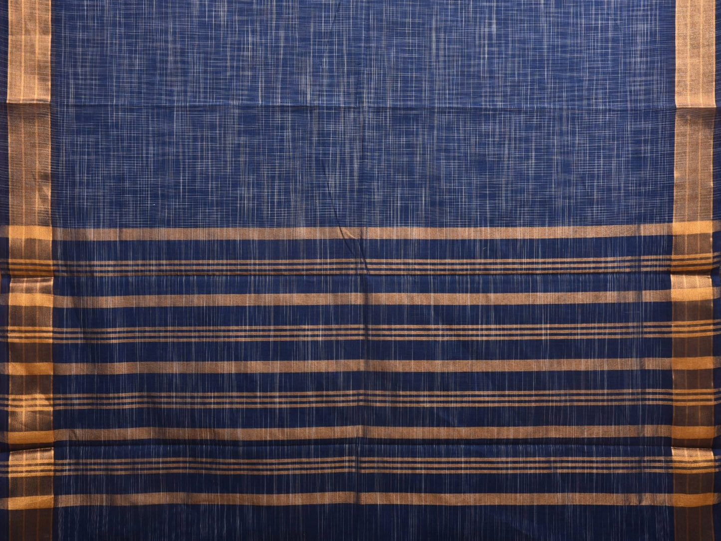 Dark Blue Kanchipuram Cotton Handloom Saree with Strips Pallu Design k0573