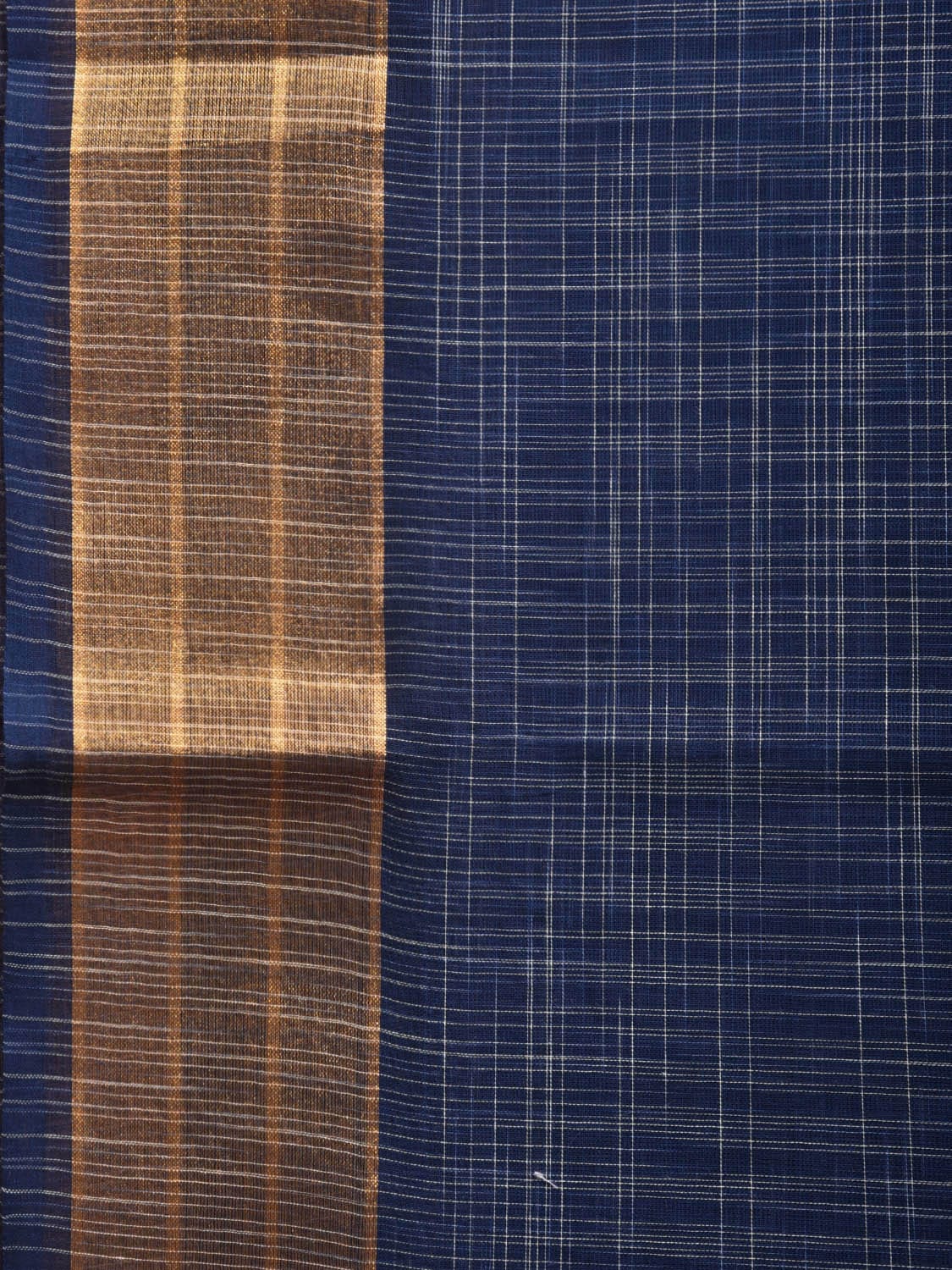 Dark Blue Kanchipuram Cotton Handloom Saree with Strips Pallu Design k0573