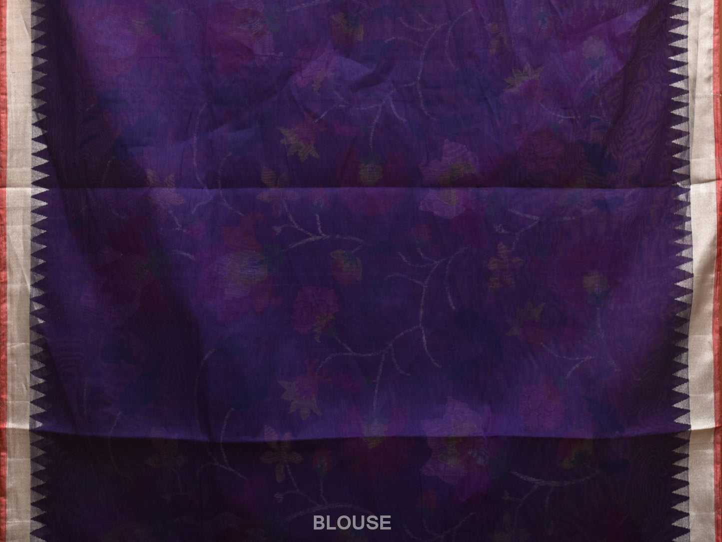 Dark Blue Khadi Cotton Handloom Saree with All Over Floral Design kh0677